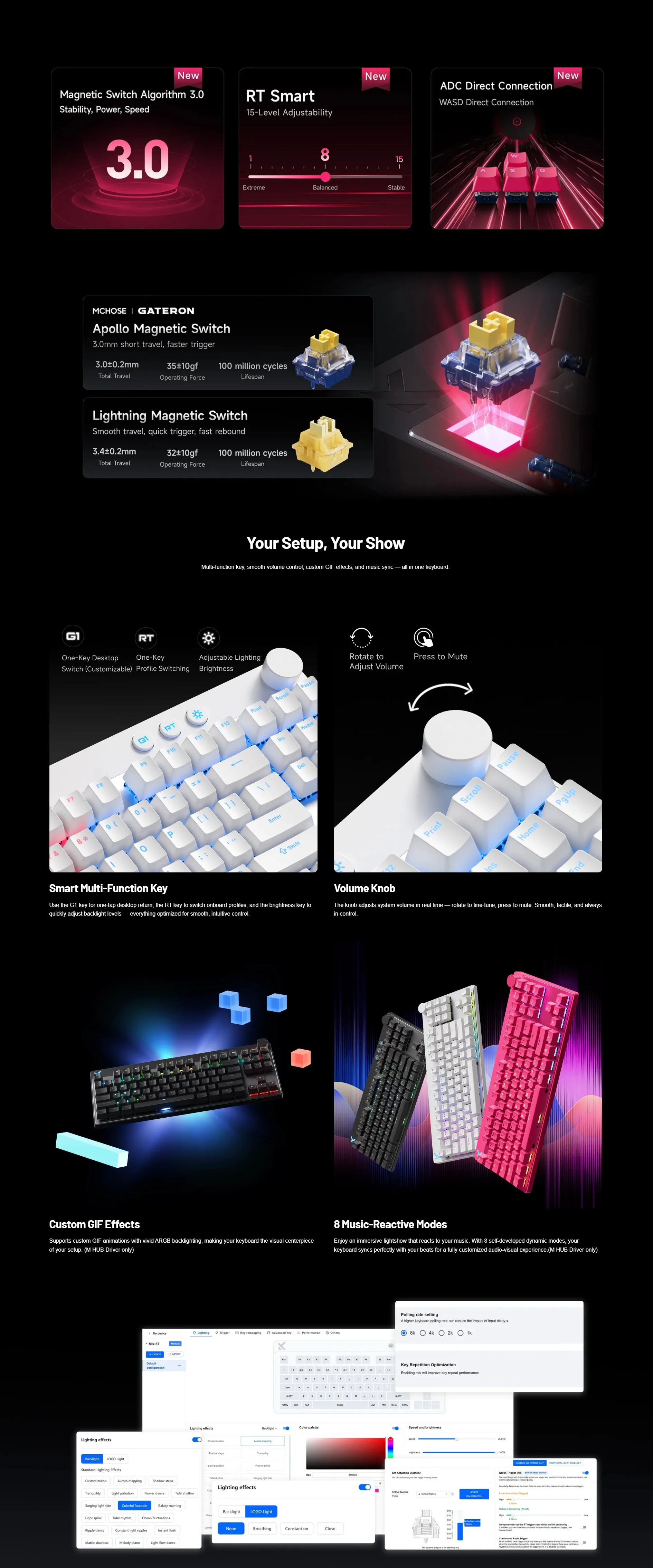 Mchose MX87-6 (E-Sports) Black Apollo Magnetic Switch Wired Gaming Keyboard