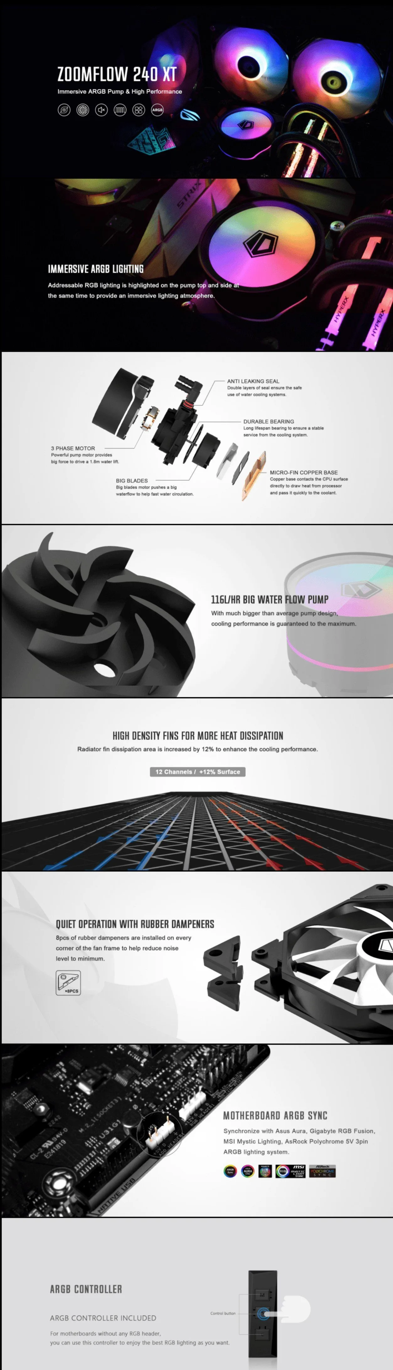ID-Cooling ZoomFlow 240XT ARGB AIO Liquid CPU Cooler - Snow White