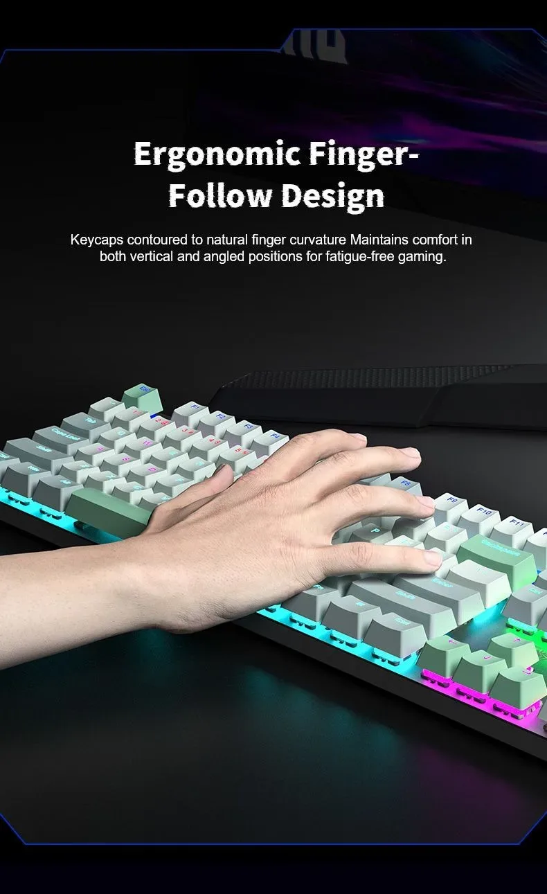 AULA S500 Wired RGB Mechanical Gaming Keyboard Black Red - Blue Switches