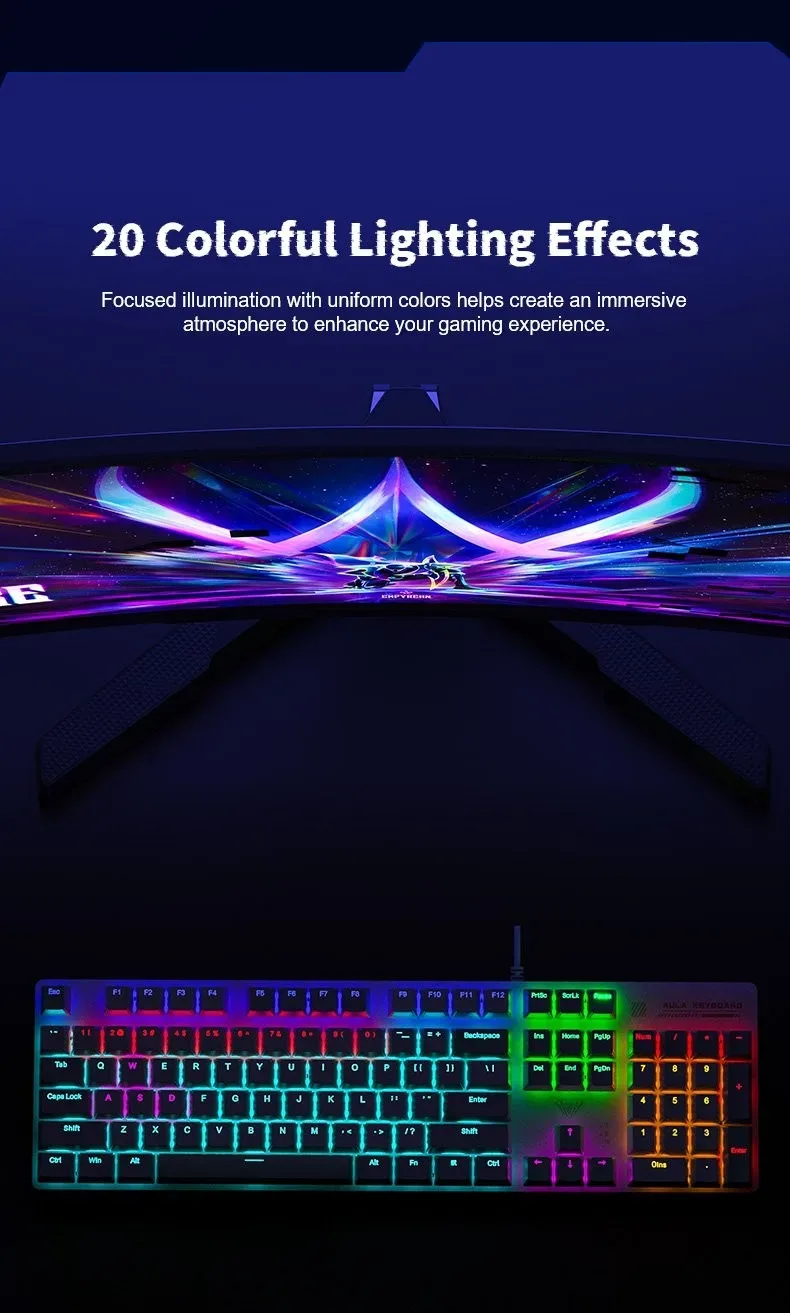 AULA S500 Wired RGB Mechanical Gaming Keyboard Black Red - Blue Switches