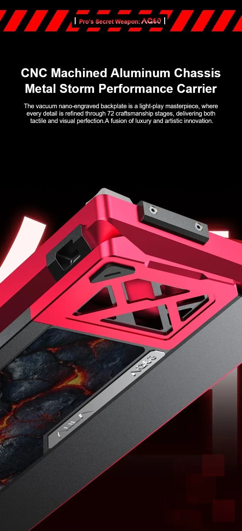 AULA AG60 MAX Wired Hall Effect Magnetic Gaming Keyboard Firefly Heat Sublimation Red - Frostcore Switches