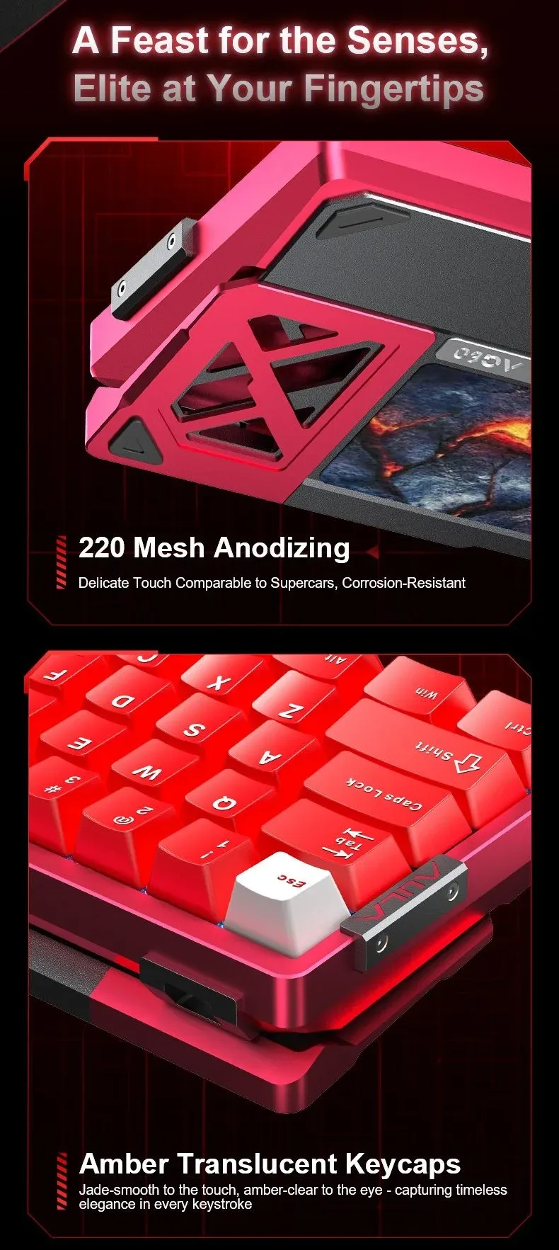 AULA AG60 MAX Wired Hall Effect Magnetic Gaming Keyboard Firefly Heat Sublimation Red - Frostcore Switches