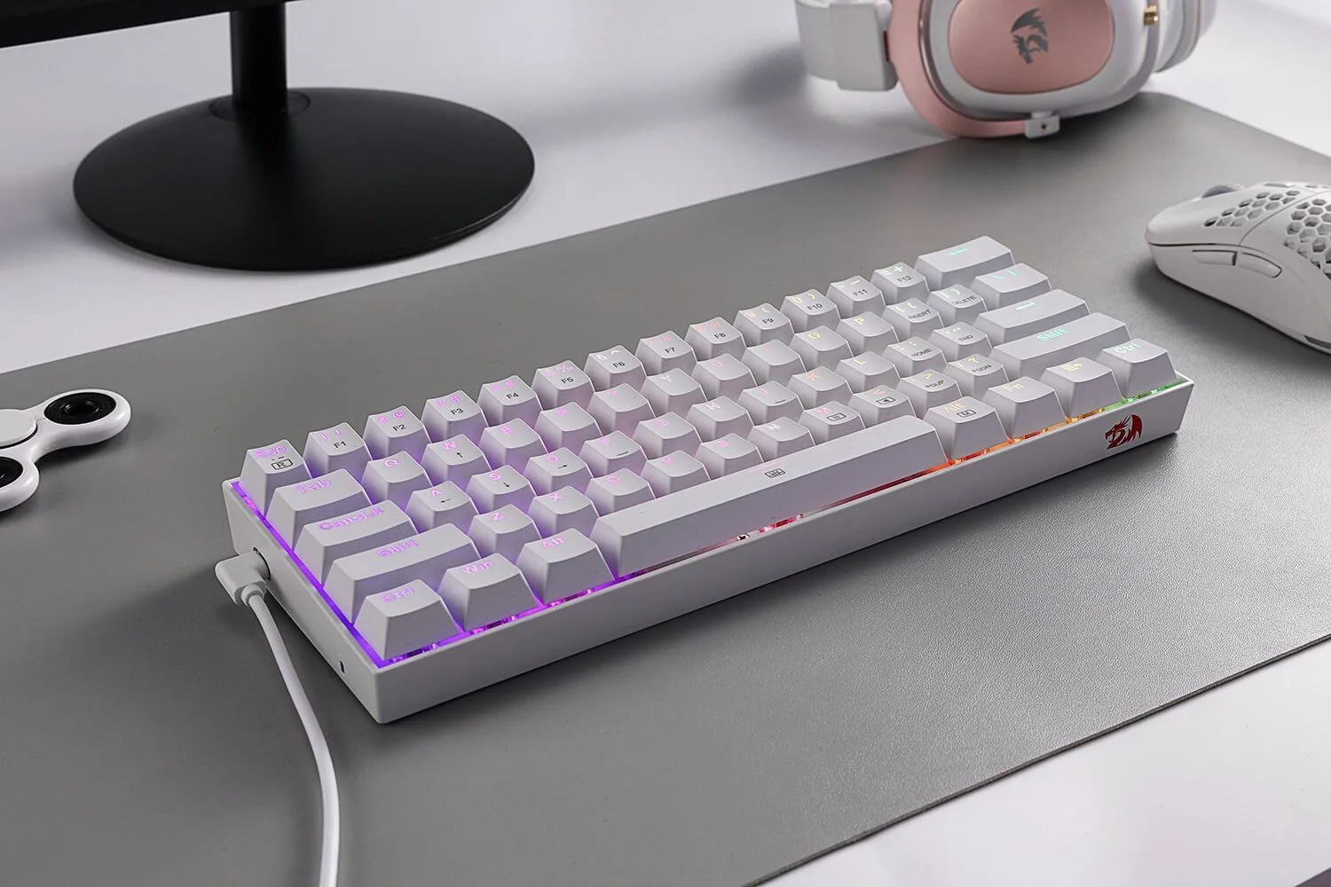 Redragon K630 Dragonborn 60% Wired RGB Gaming Keyboard - White