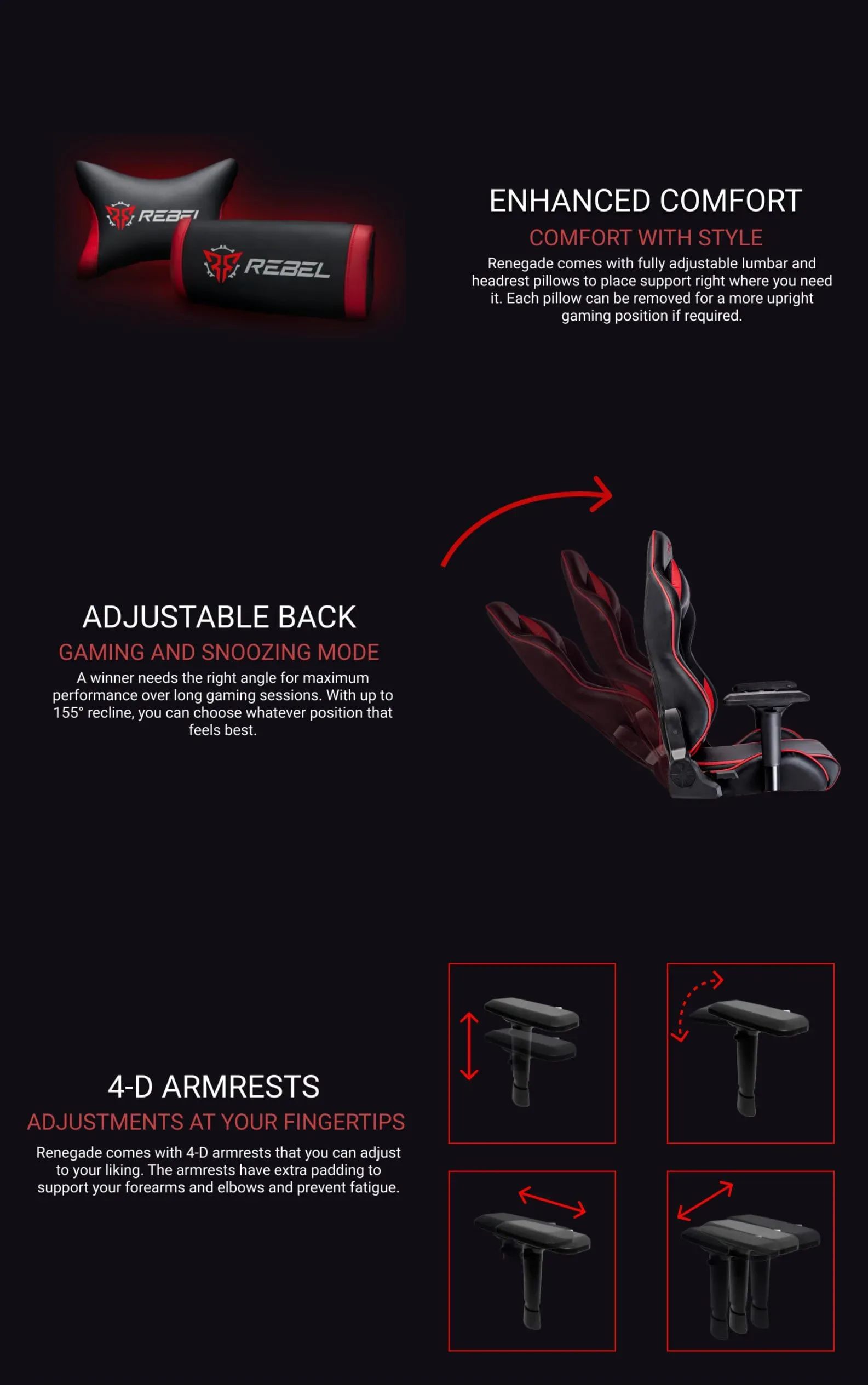 Rebel Renegade Gaming Chair - Black/Red
