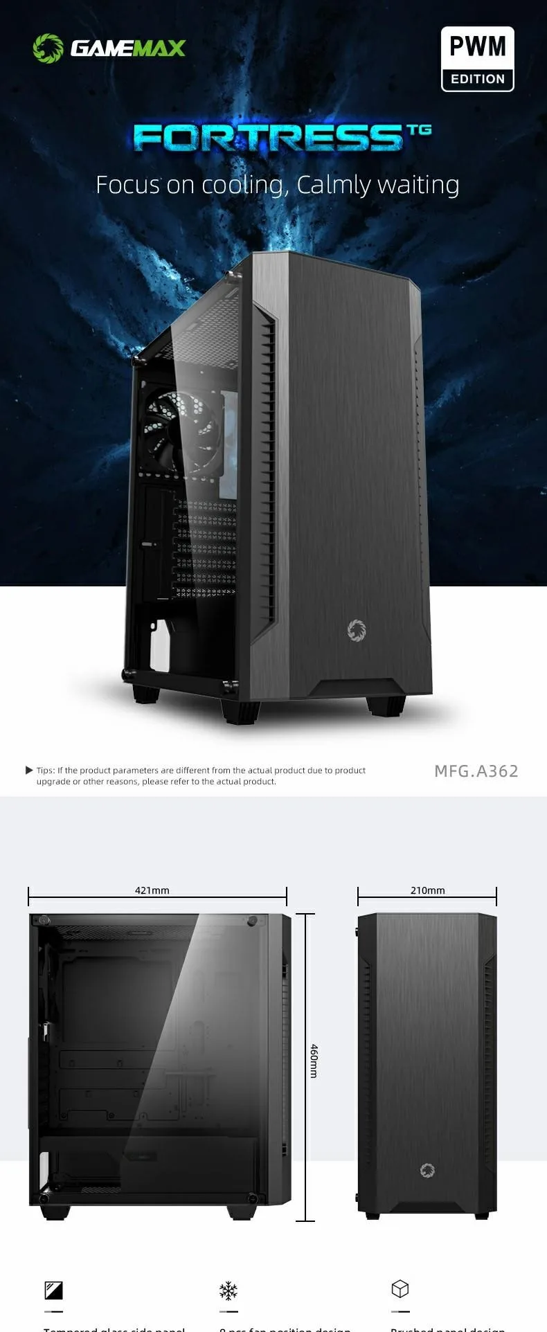 GameMax Fortress TG E-ATX Gaming Case
