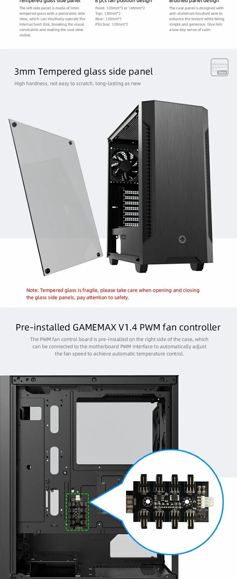 GameMax Fortress TG E-ATX Gaming Case