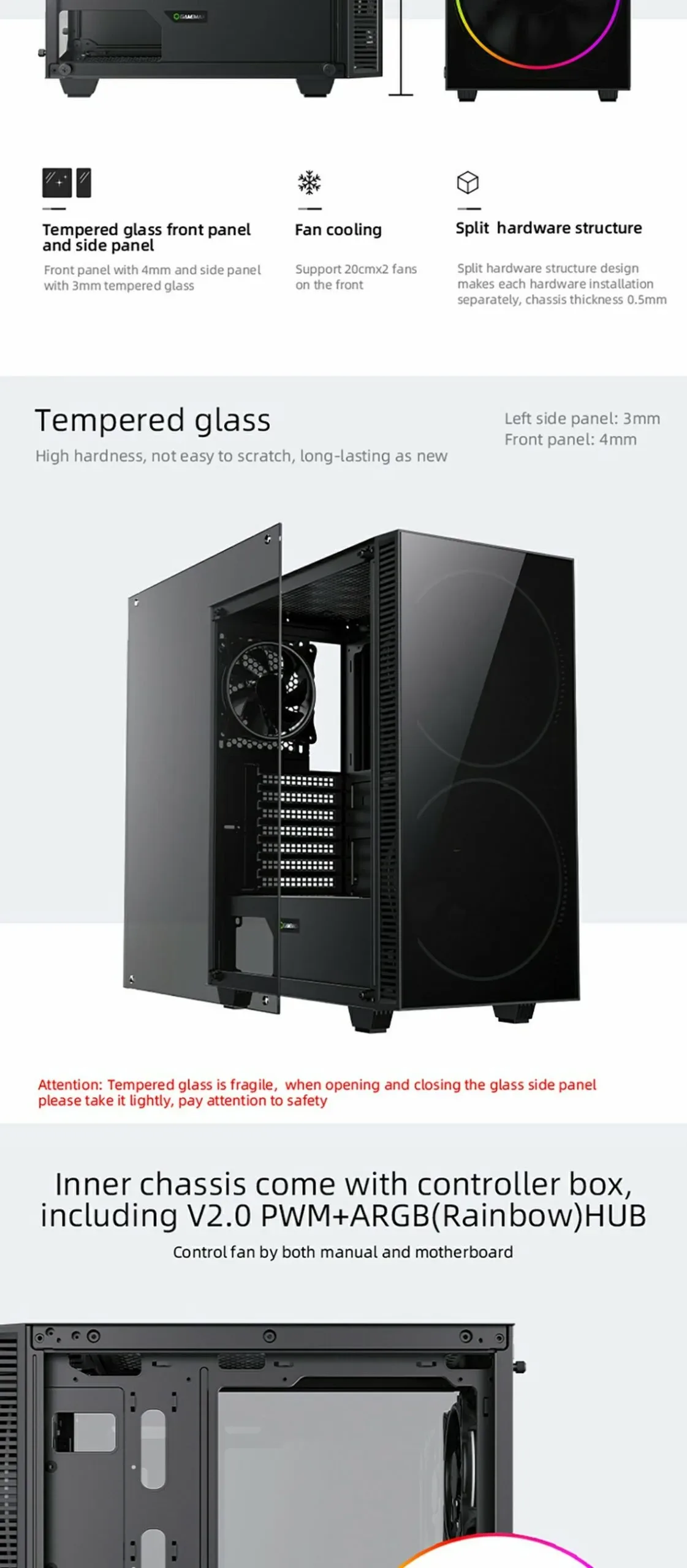 GameMax Black Hole E-ATX Gaming Case - Black