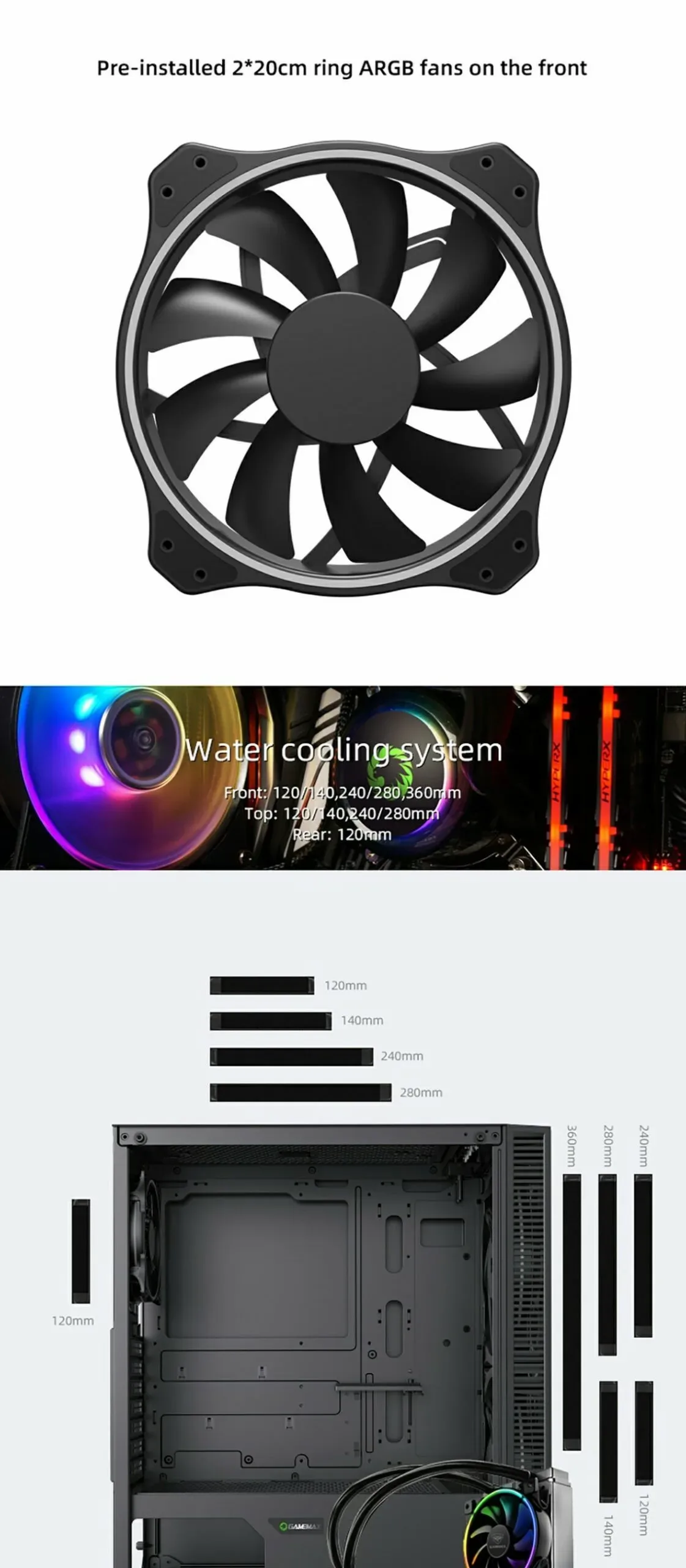 GameMax Black Hole E-ATX Gaming Case - Black