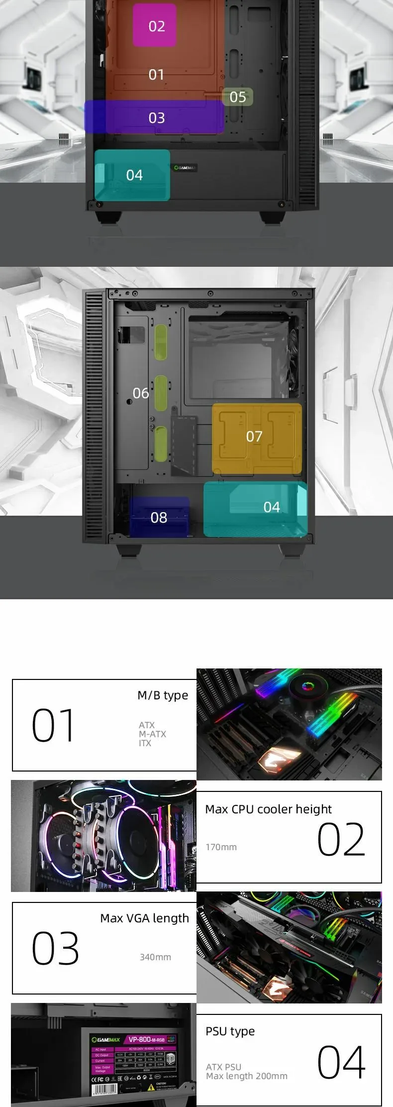 GameMax Draco XD With Dual RING ARGB Fan Mid Tower Gaming Case