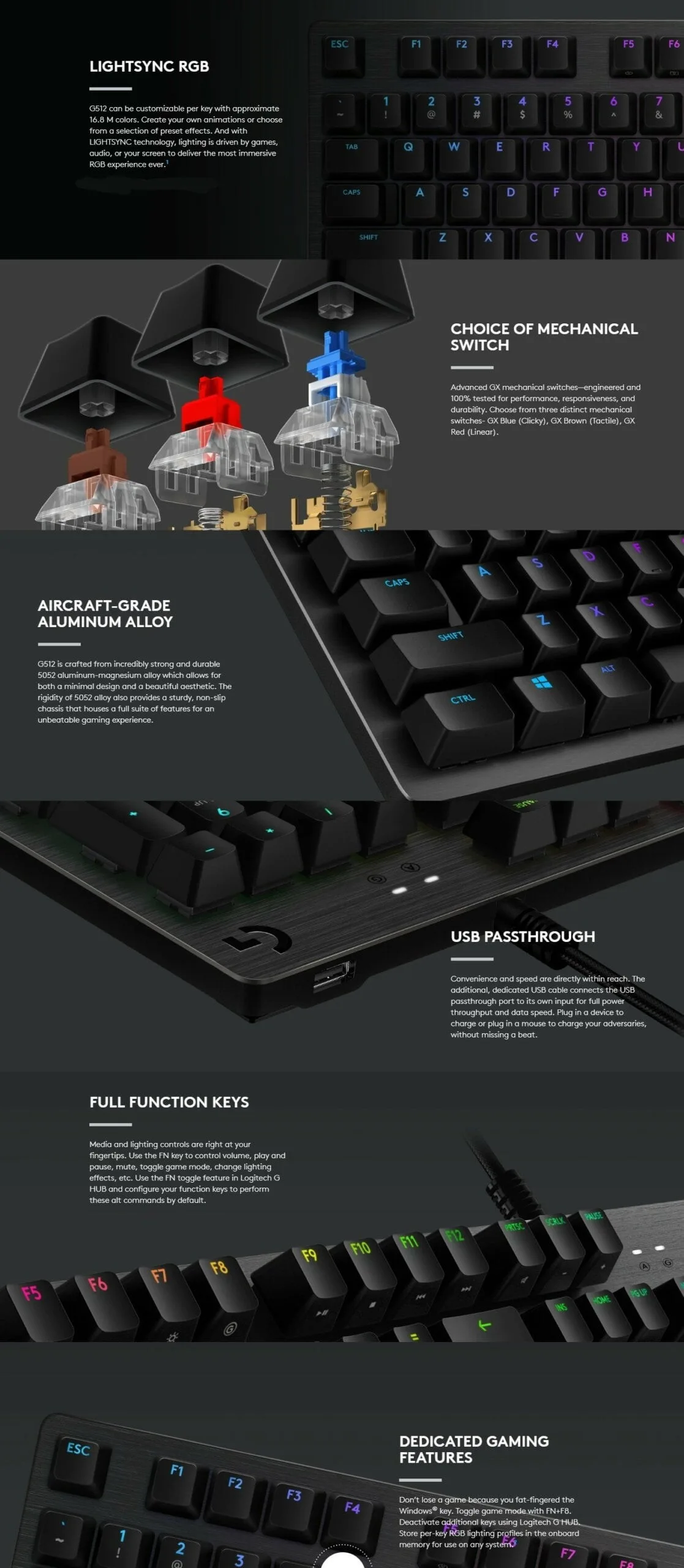 Logitech G512 CARBON – RGB Mechanical Keyboard Brown switch 920-009354