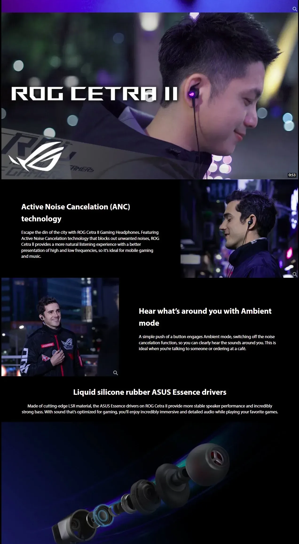 ASUS ROG CETRA II CORE in-Ear with liquid silicone rubber Gaming Headphones - spec 2 - MegaComputer.pk