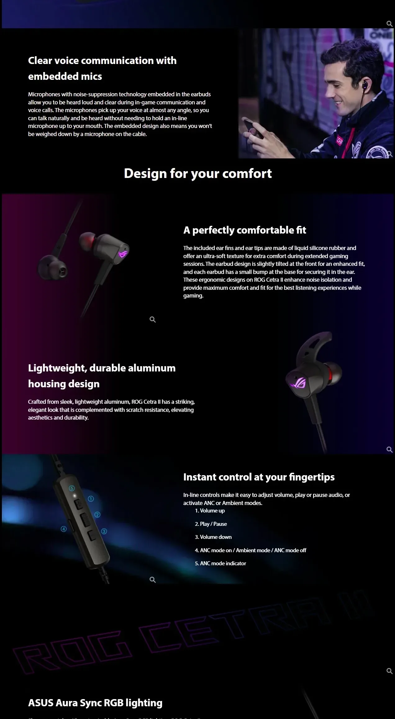 ASUS ROG CETRA II CORE in-Ear with liquid silicone rubber Gaming Headphones - spec 3 - MegaComputer.pk