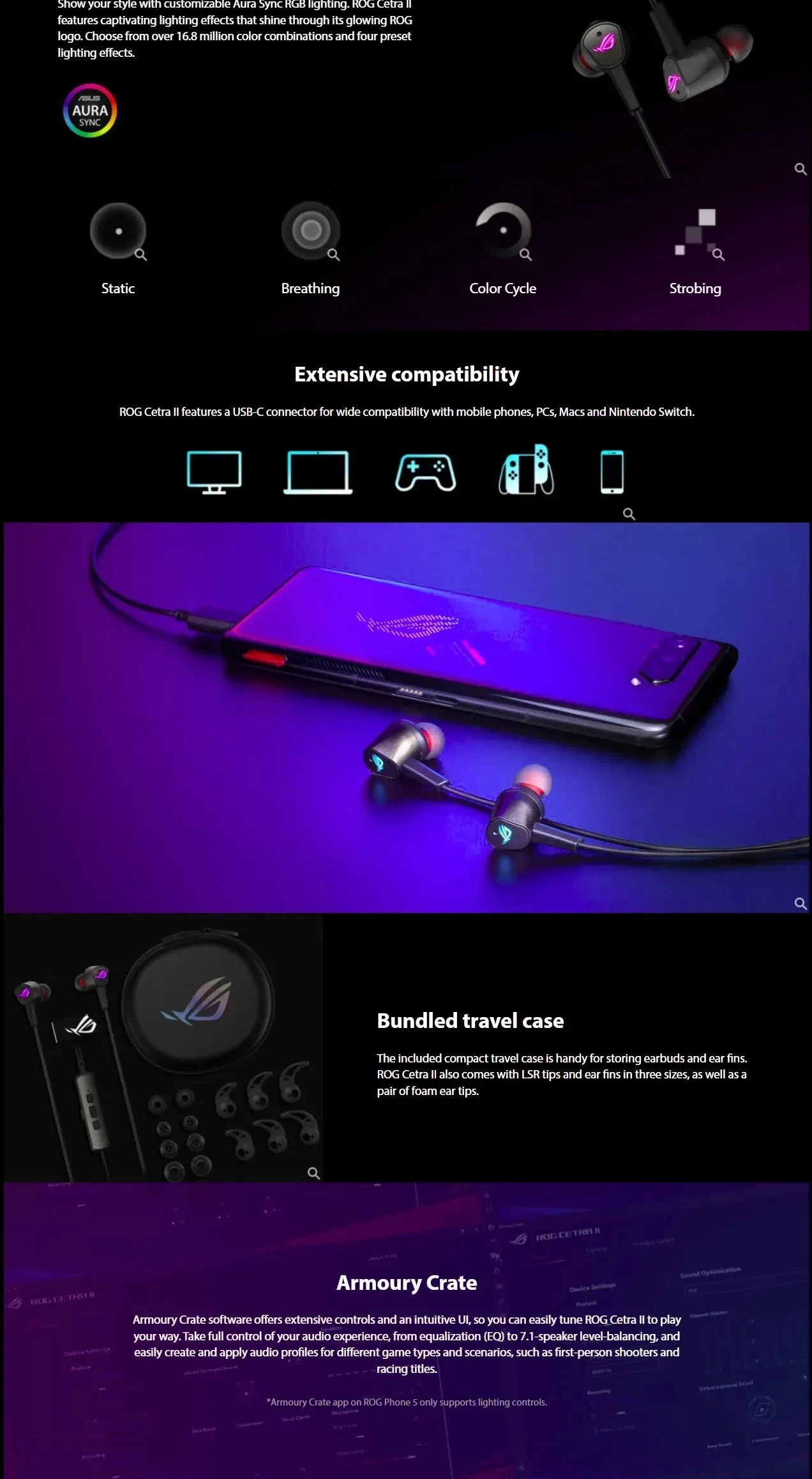 ASUS ROG CETRA II CORE in-Ear with liquid silicone rubber Gaming Headphones - spec 4 - MegaComputer.pk
