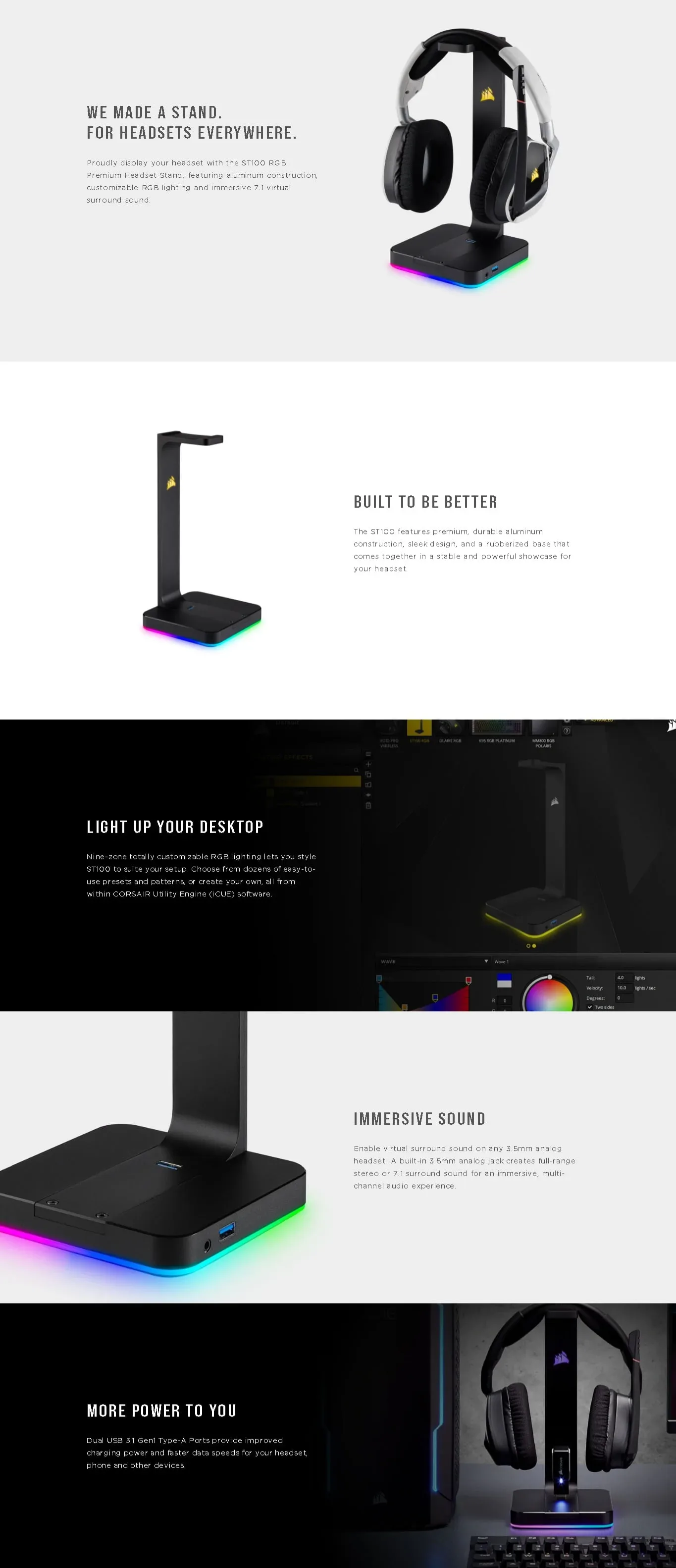 Corsair ST100 RGB Premium Headset Stand with 7.1 Surround Sound