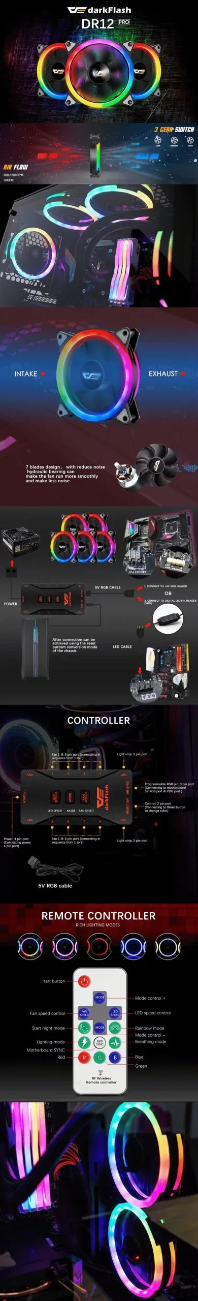 DarkFlash Aigo Ellsworth S11 Pro Tower CPU Cooler aRGB CPU Fan Coolers