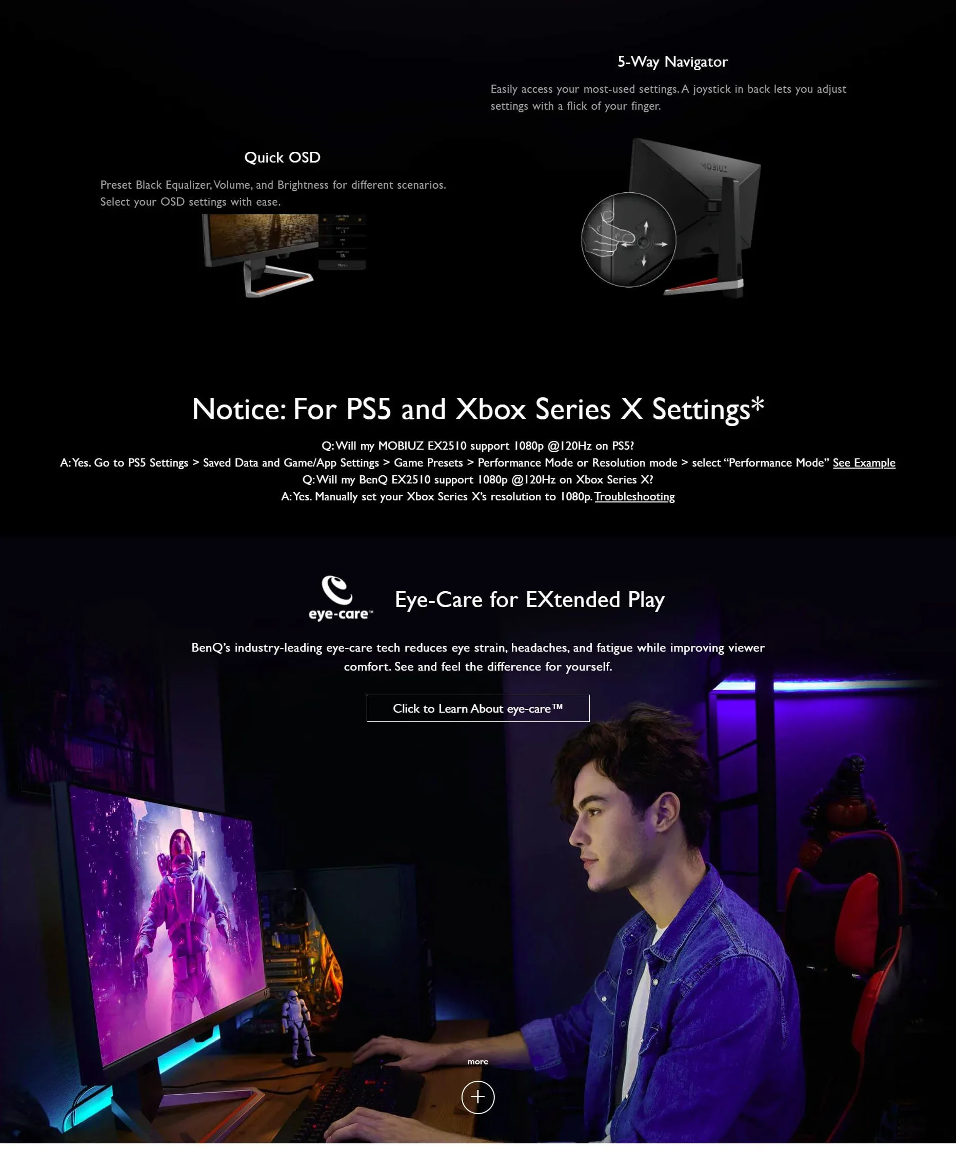 BenQ EX2510 MOBIUZ  24.5" 16:9 HDR10 FreeSync 144 Hz IPS Gaming Monitor