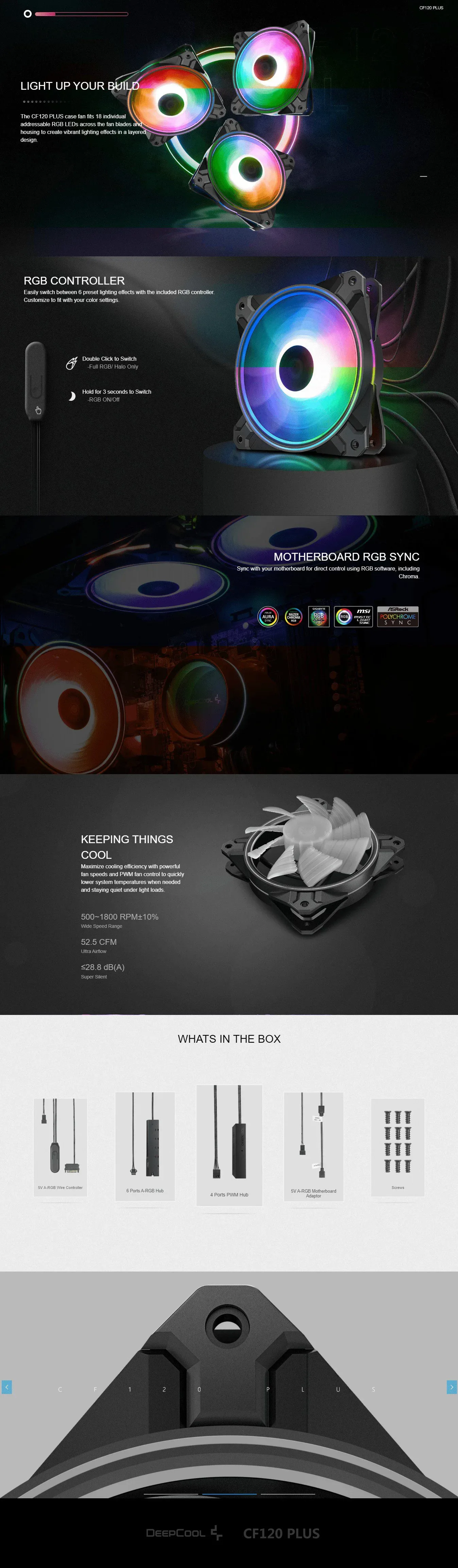 DeepCool CF120 Plus (3 Fan Pack) ARGB Fan Kit With Controllable Glow Ring