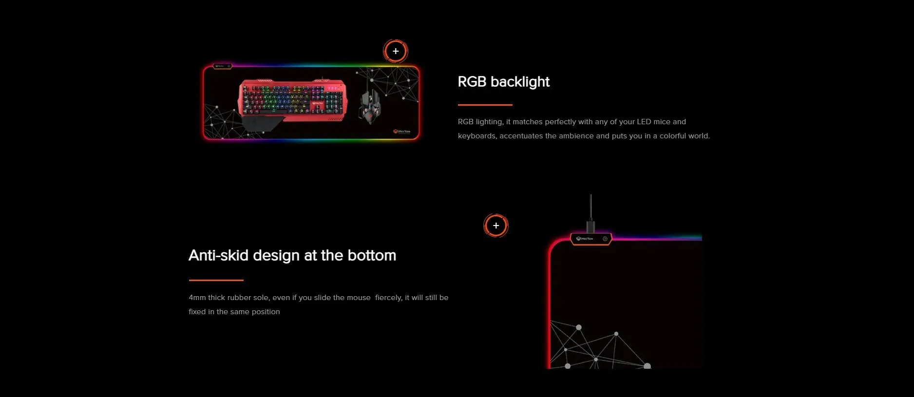 Meetion PD121 Full Desk Large RGB Keyboard and Mouse Pad for Gaming - Black