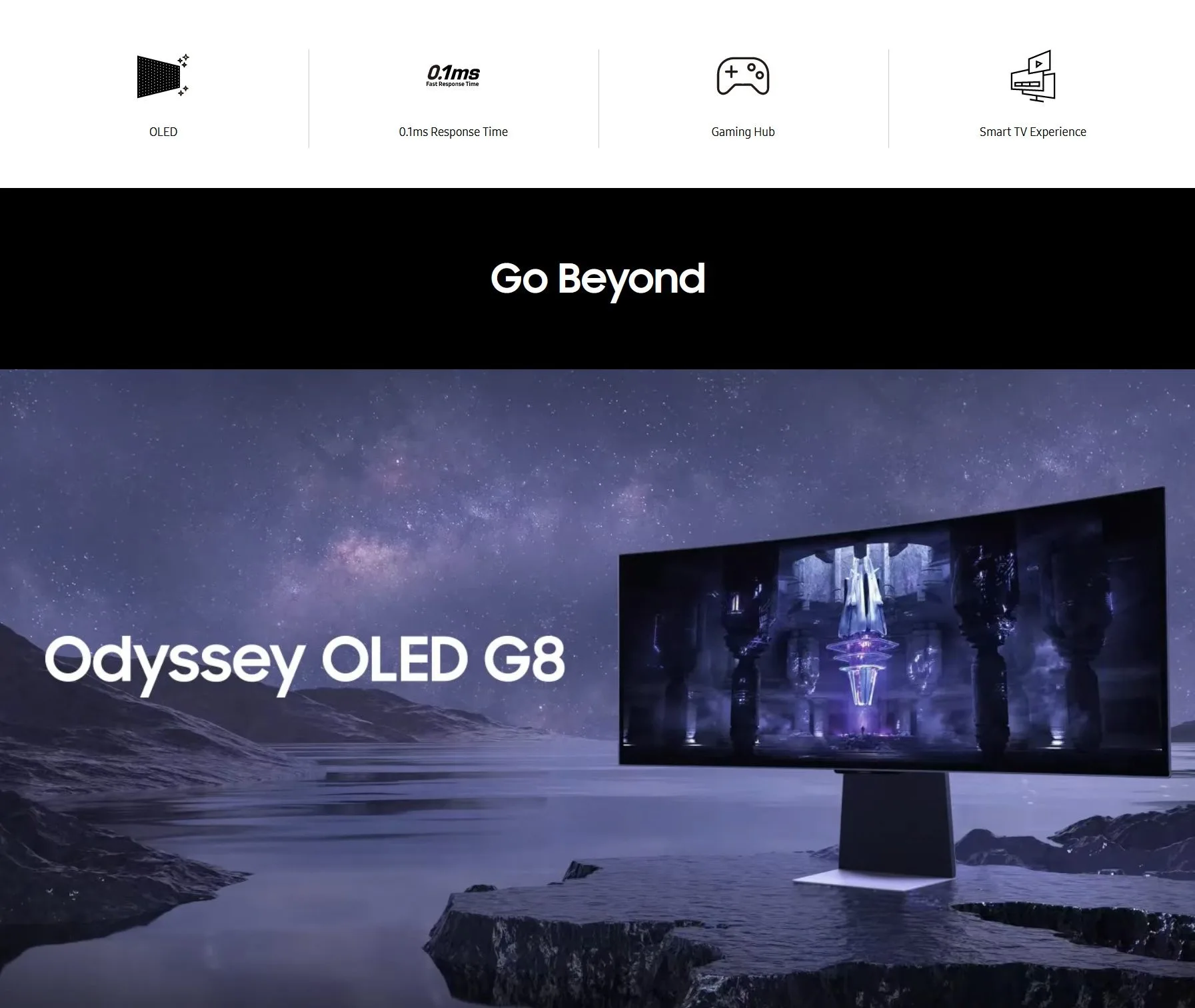 Samsung Odyssey G8 34" LS34BG850 OLED 3440x1440 Resolution 0.1ms 175Hz Smart Gaming Monitor