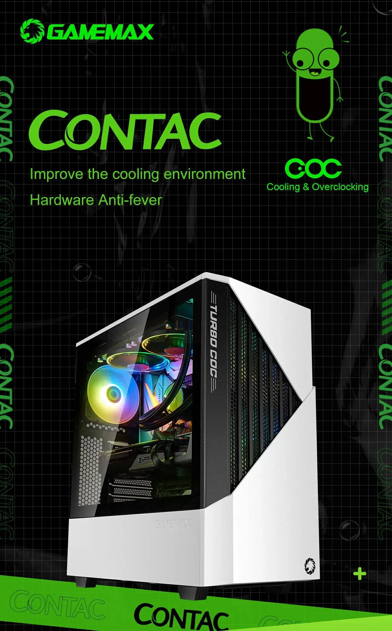 GameMax Conctac COC Mid Tower Gaming Case - Black