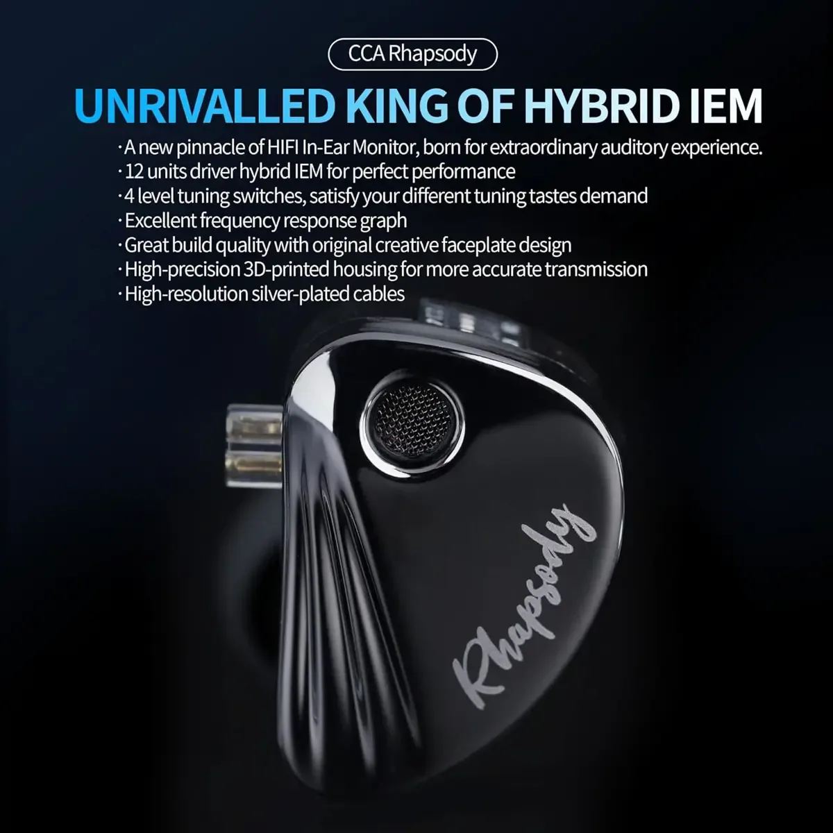 CCA Rhapsody 2DD+4BA Hybrid Ergonomic Design for Comfort with Microphone