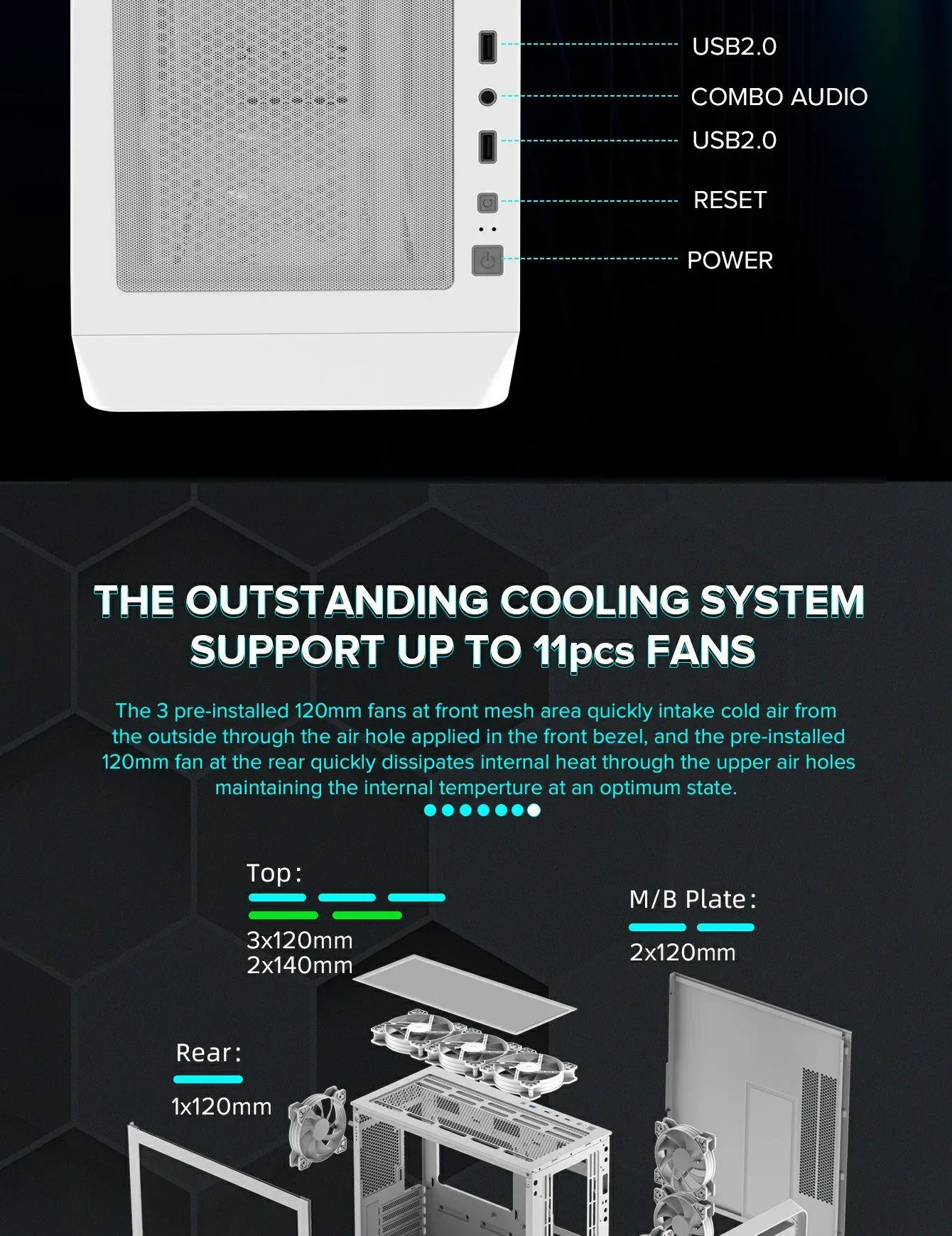 GameMax Siege E-ATX Mid-Tower Gaming Case White