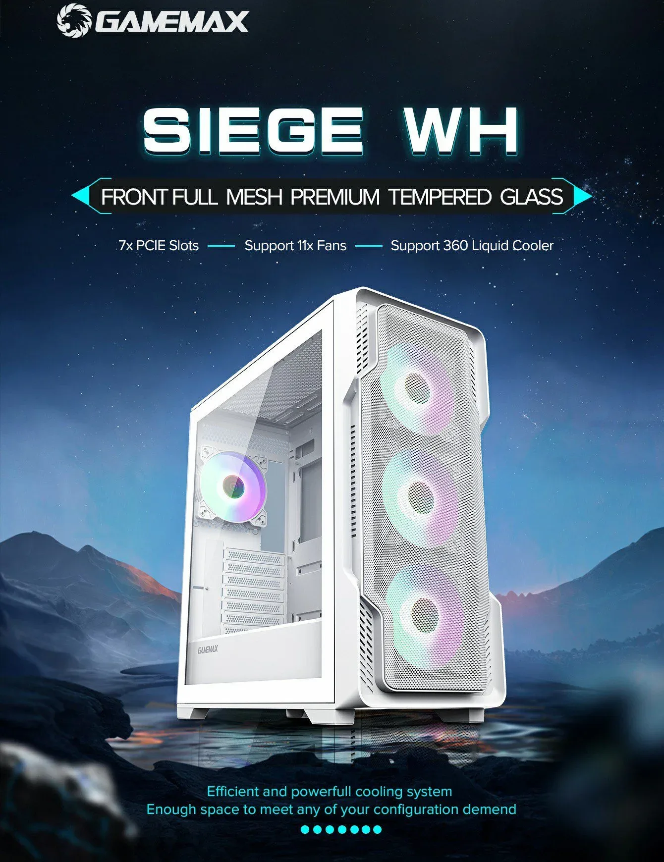GameMax Siege E-ATX Mid-Tower Gaming Case White