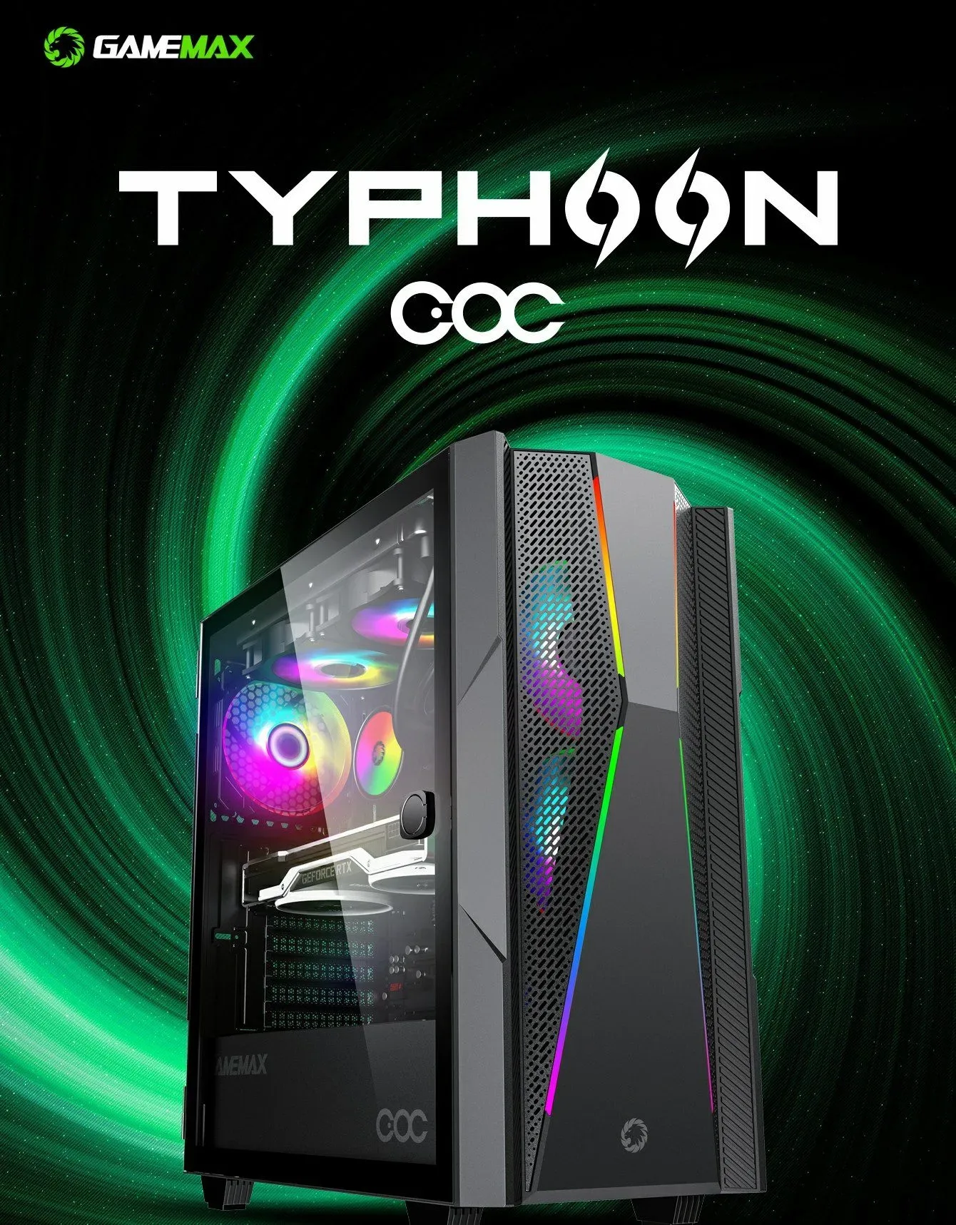 GameMax Typhoon ATX Gaming Case - Black