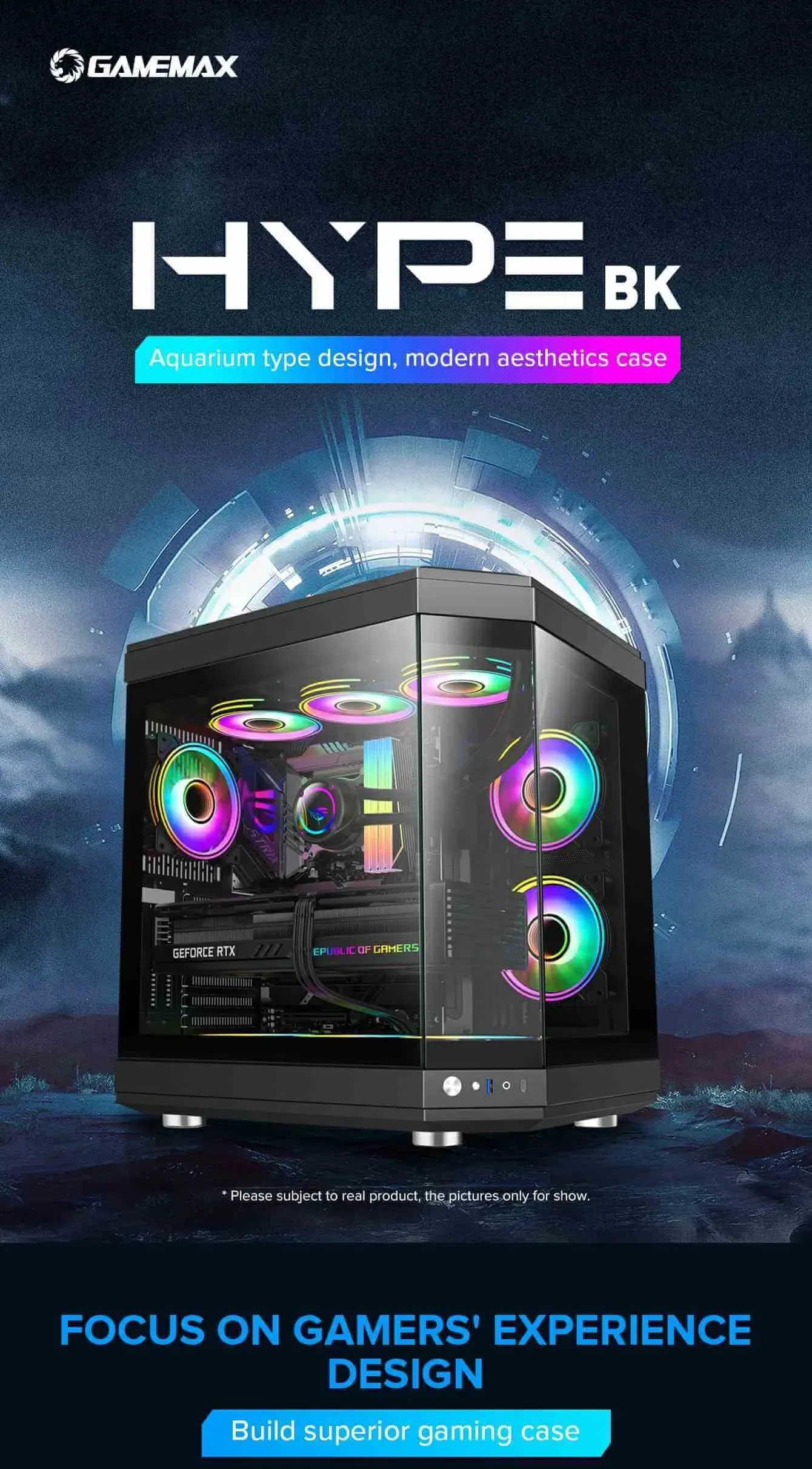 GameMax HYPE Premium Mid-Tower ATX PC Case Black