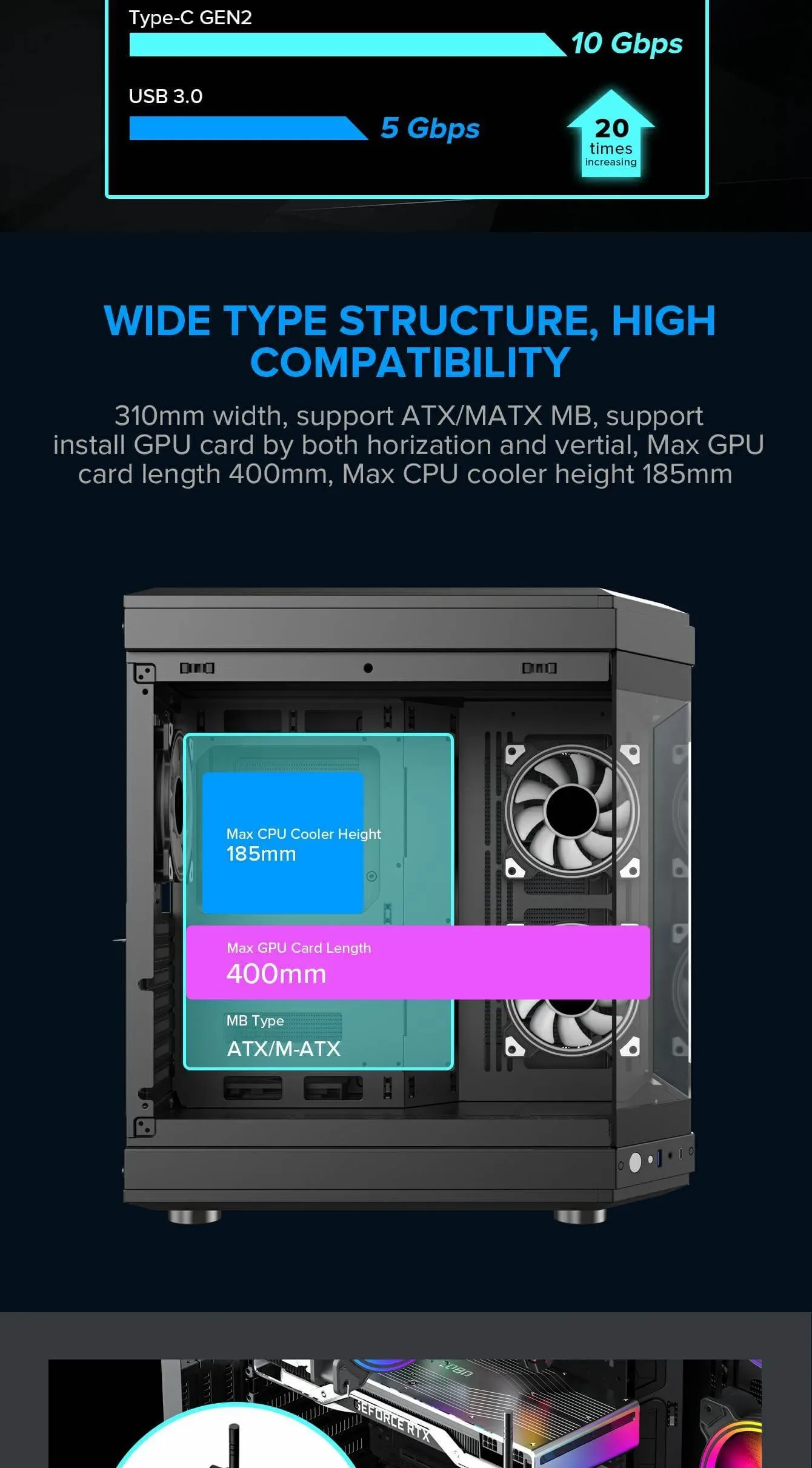 GameMax HYPE Premium Mid-Tower ATX PC Case Black
