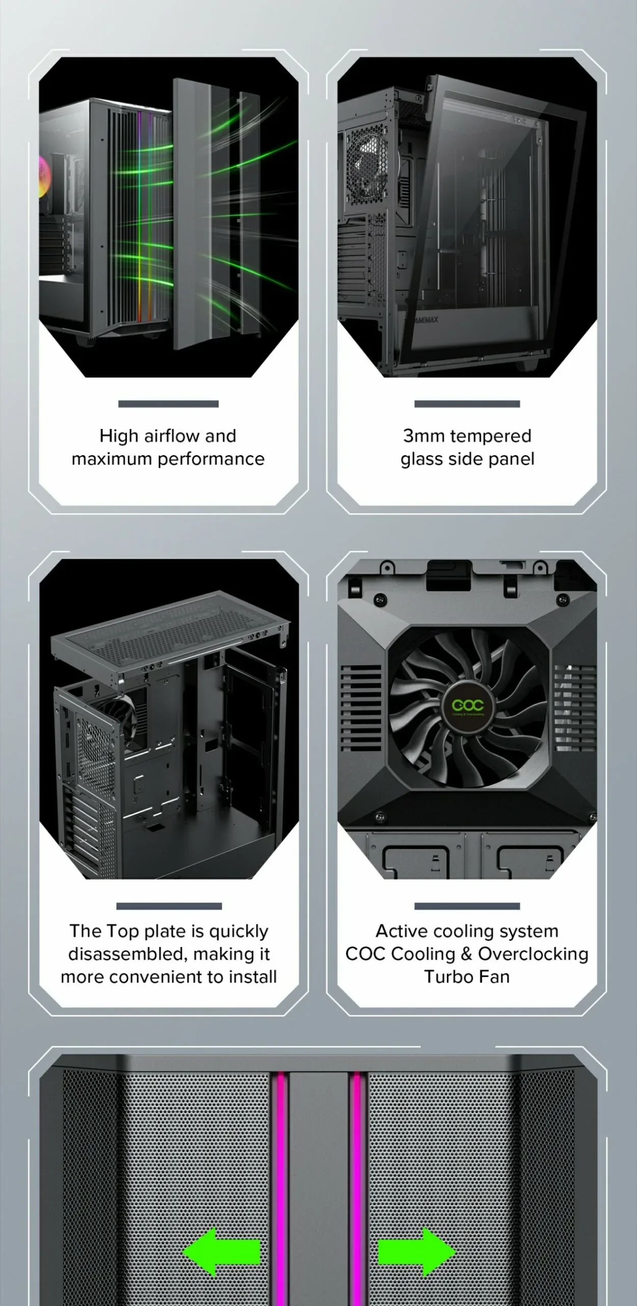 GameMax Precision Mid Tower Gaming Case - Black