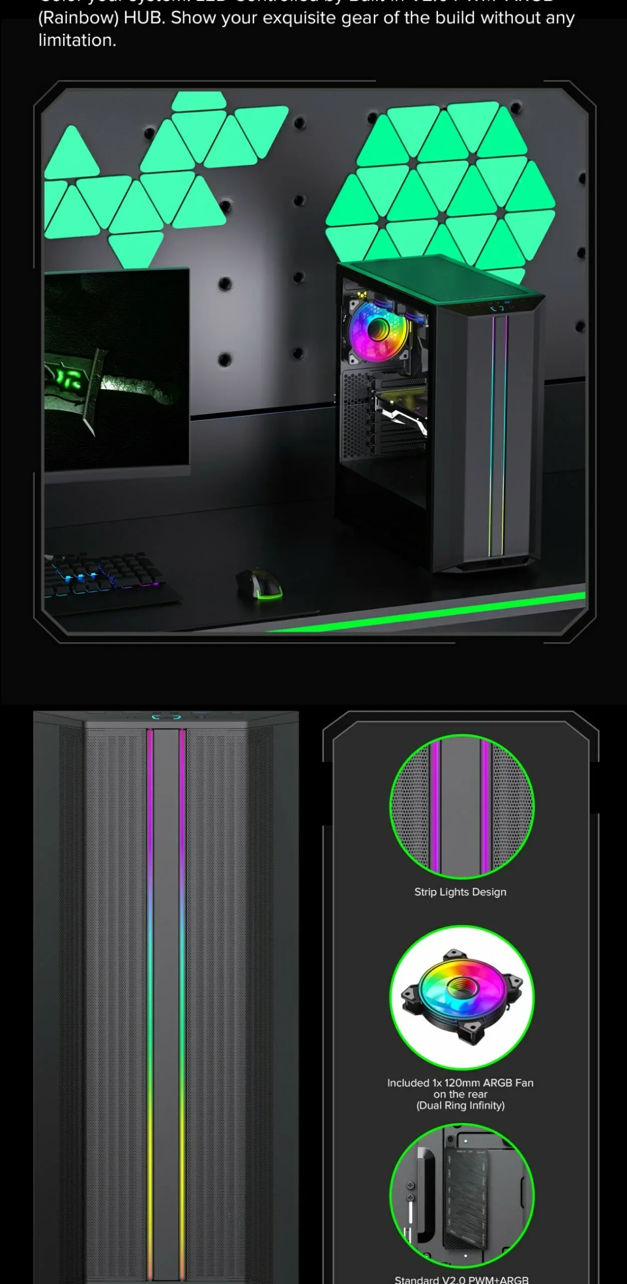 GameMax Precision Mid Tower Gaming Case - Black