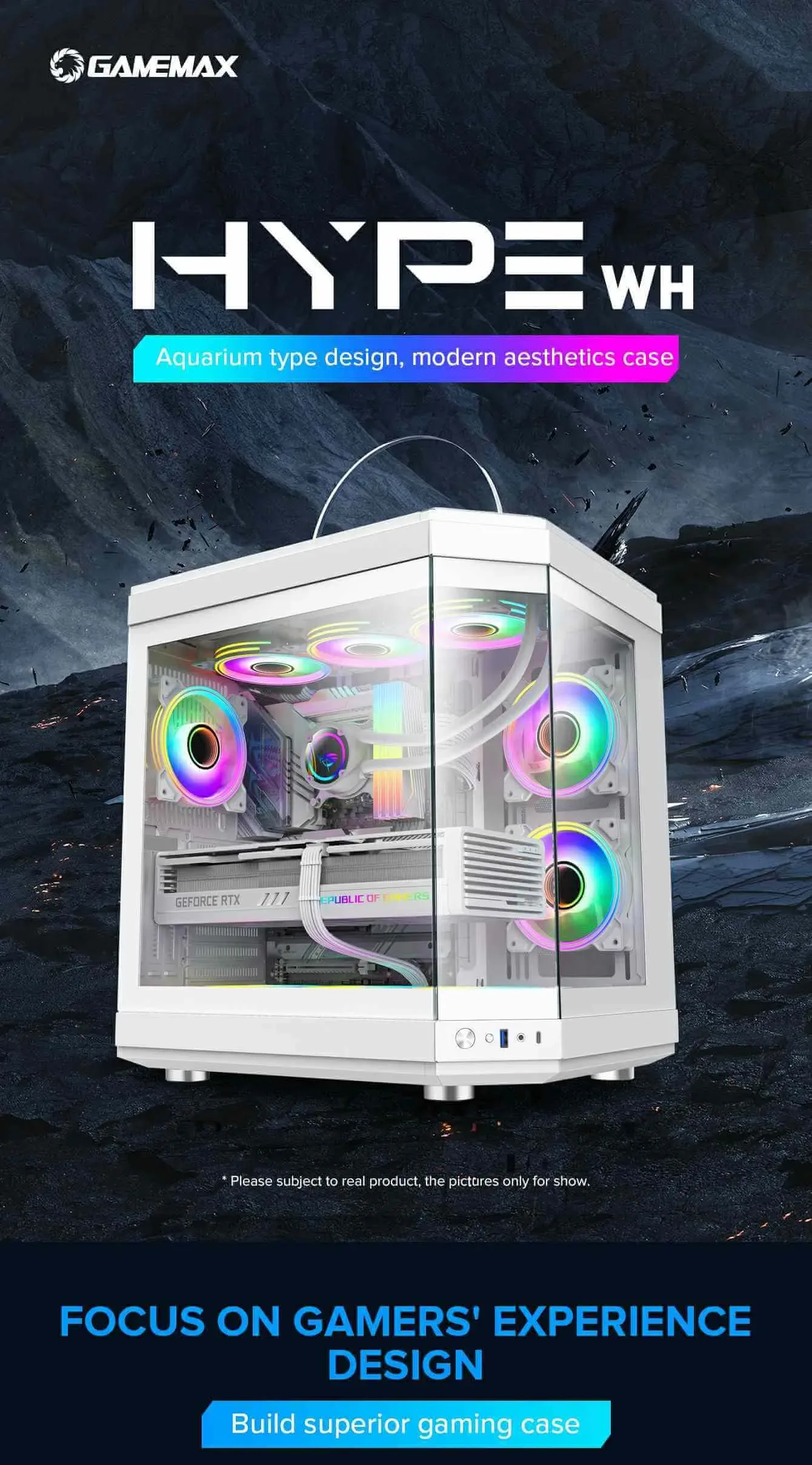 GameMax HYPE Premium Mid-Tower ATX PC Case White