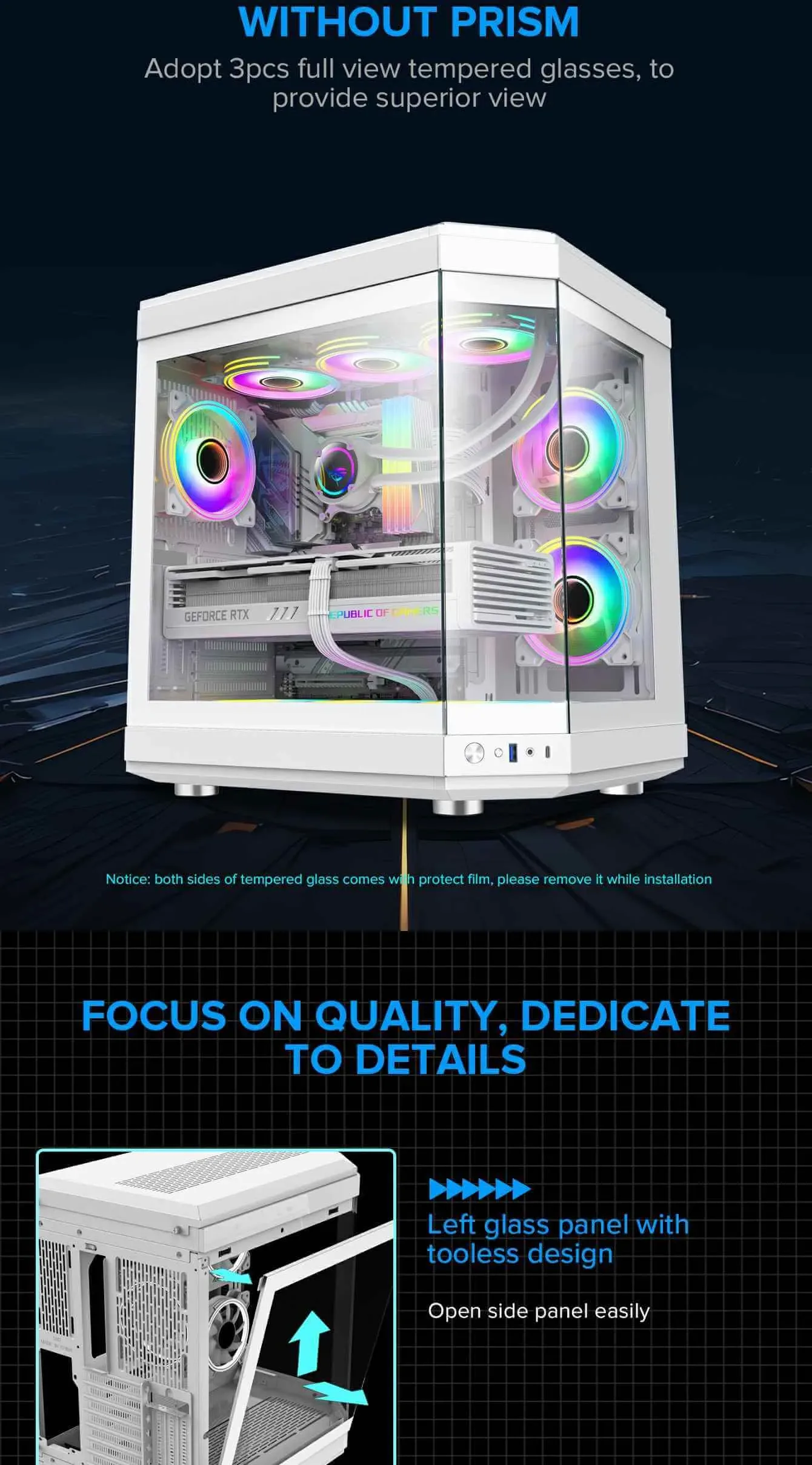 GameMax HYPE Premium Mid-Tower ATX PC Case White
