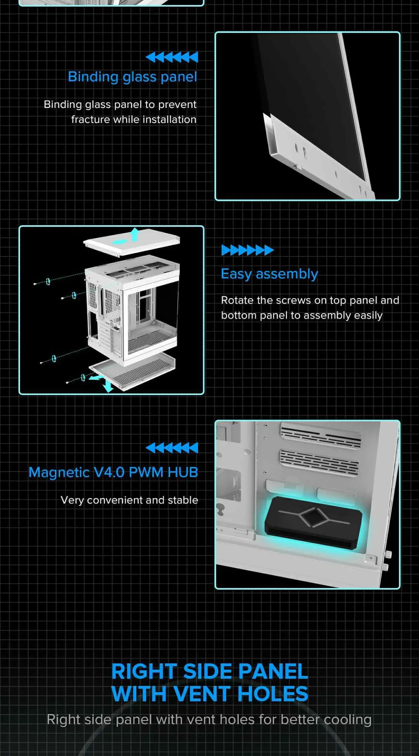 GameMax HYPE Premium Mid-Tower ATX PC Case White