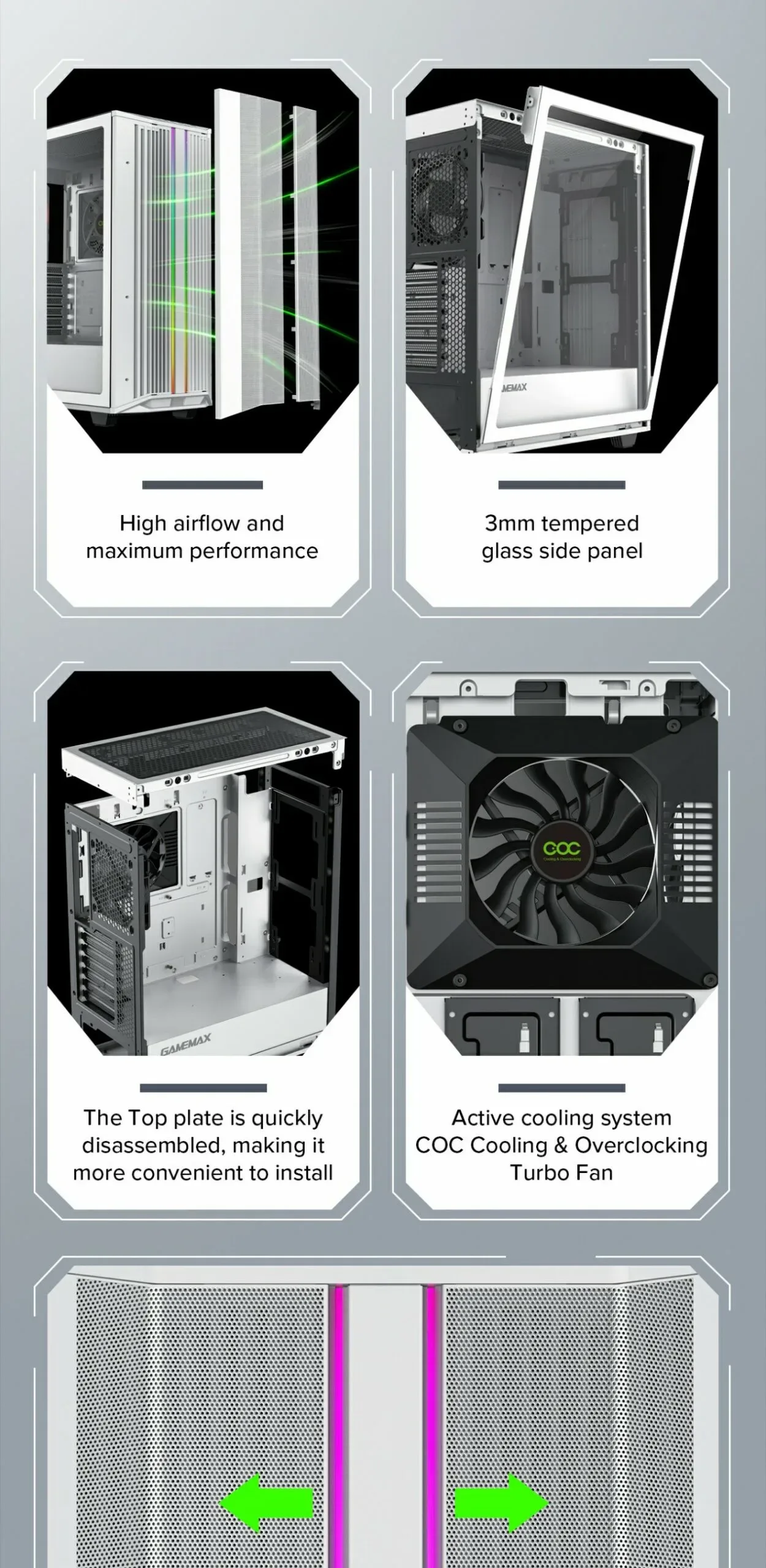 GameMax Precision Mid Tower Gaming Case - White