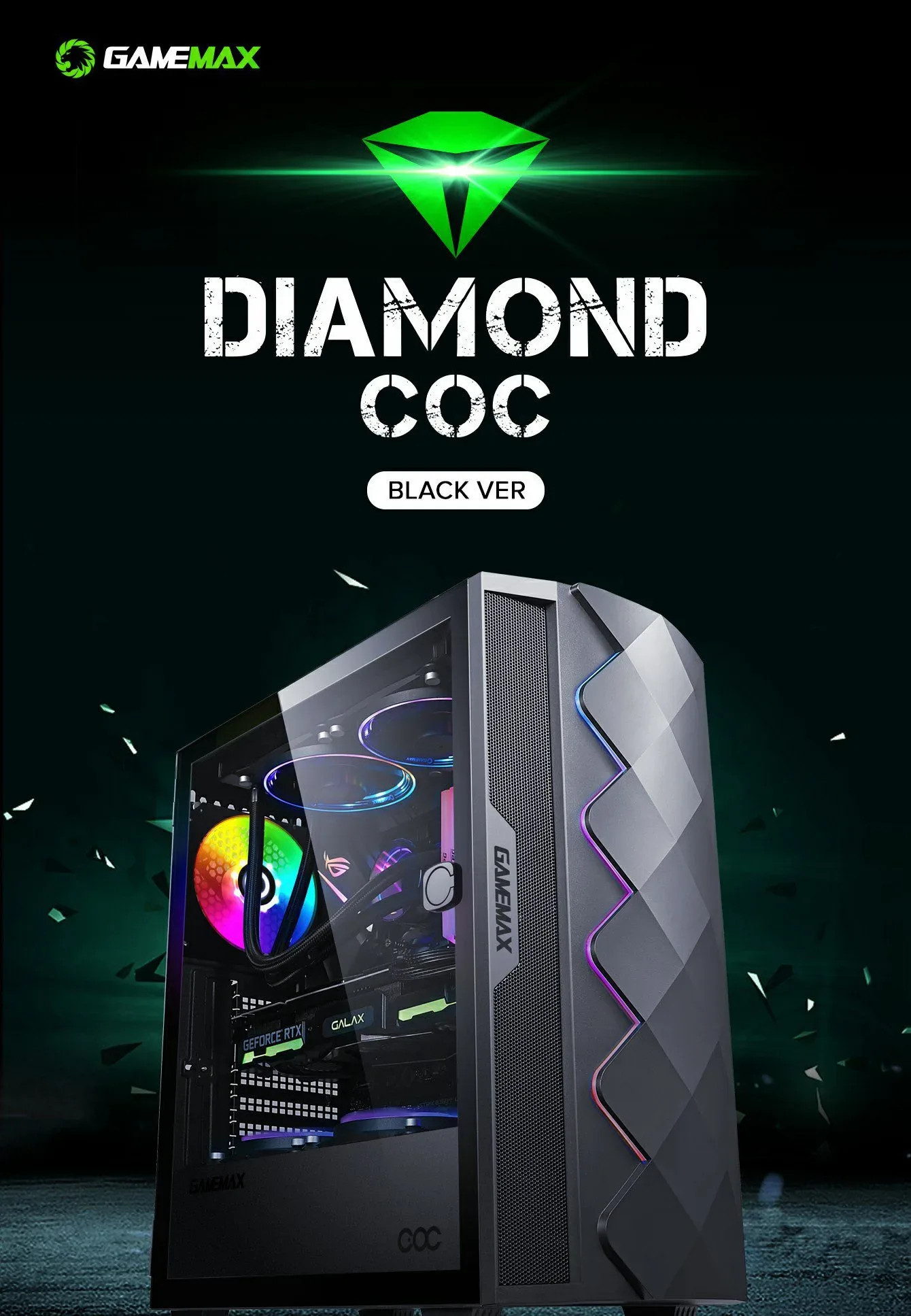 GameMax Diamond COC E-ATX Gaming Case - Black