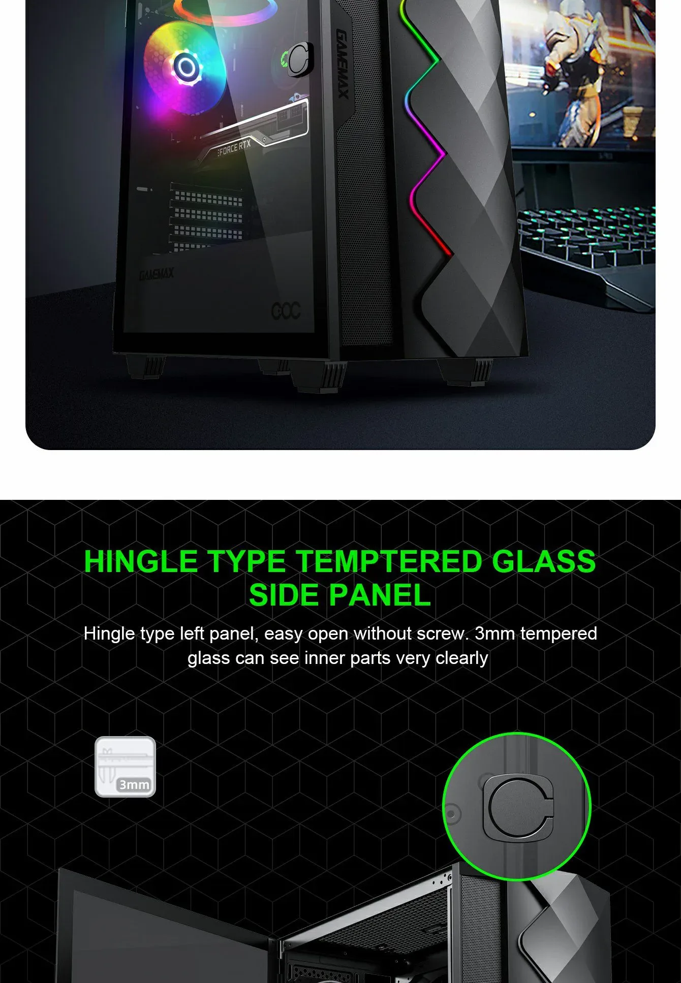 GameMax Diamond COC E-ATX Gaming Case - Black