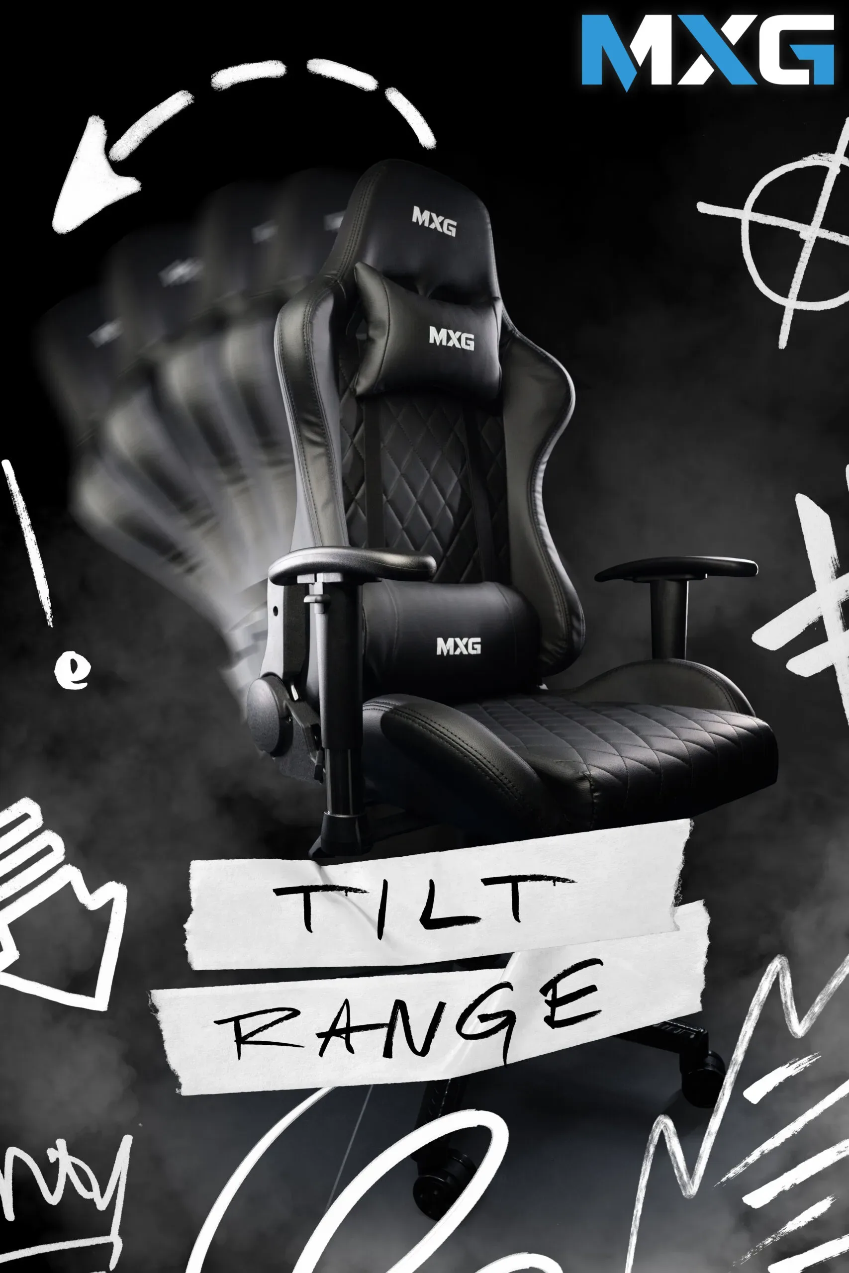 MXG GCH-01 Large Diamond Quilted PU with Headrest and Lumbar Support Gaming Chair Red/Black