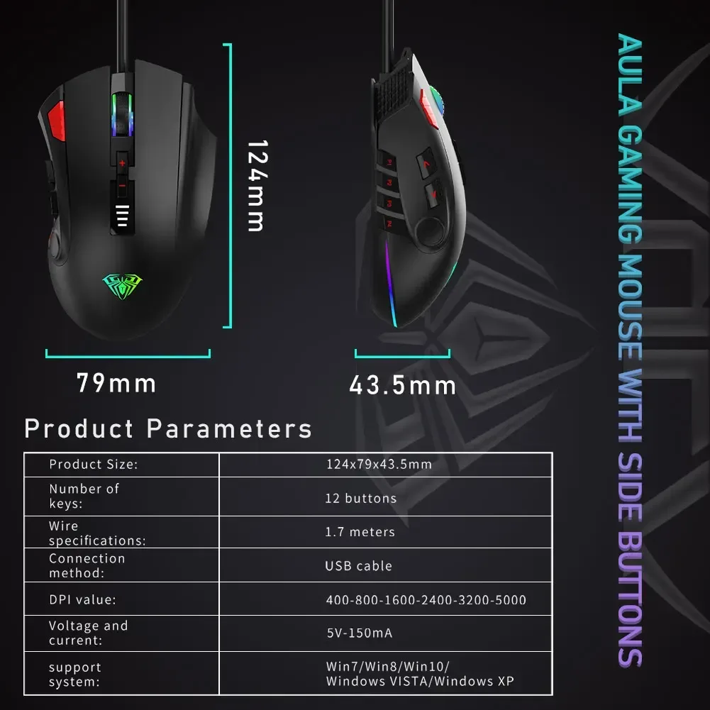 Aula H512 Programming USB Wired Gaming Mouse