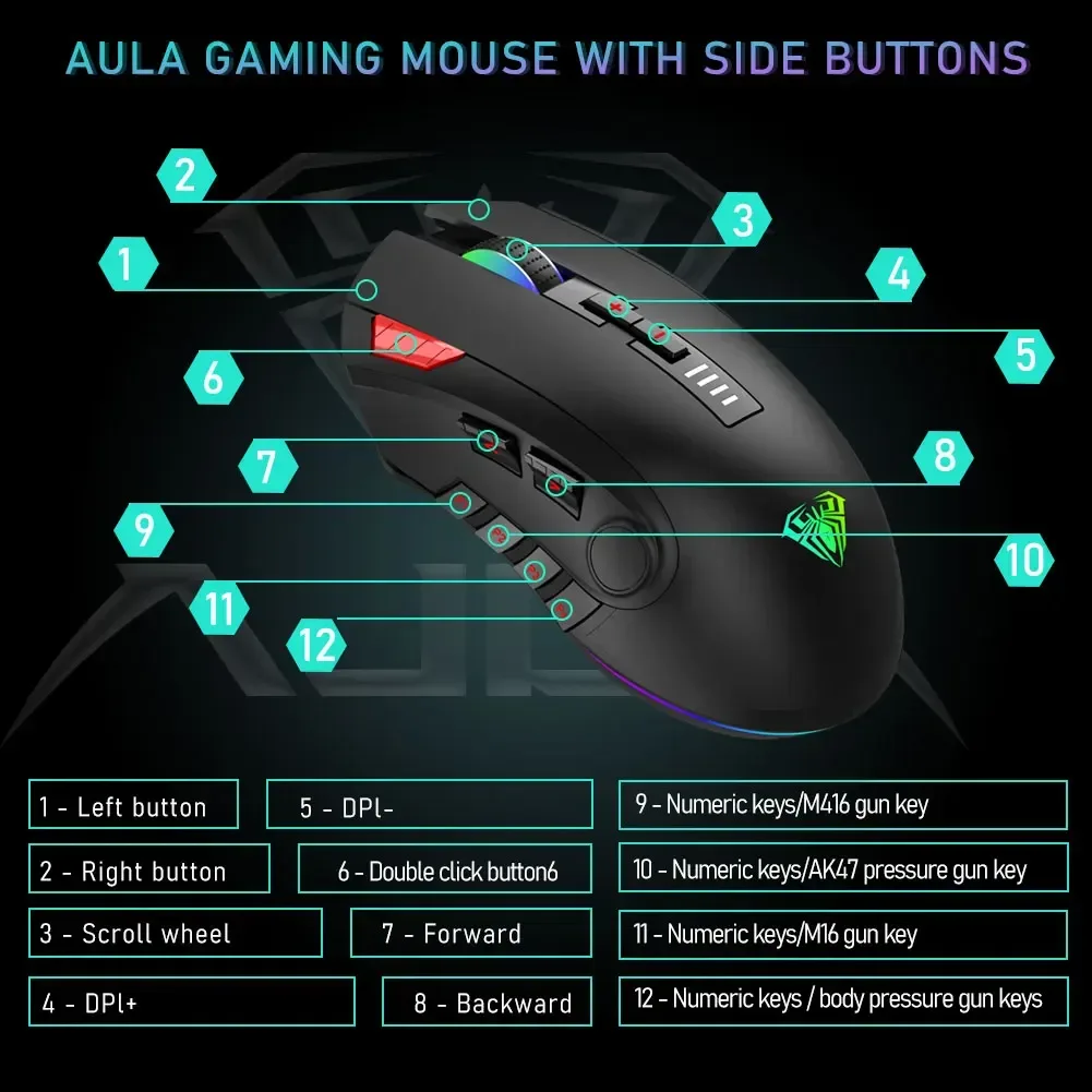Aula H512 Programming USB Wired Gaming Mouse