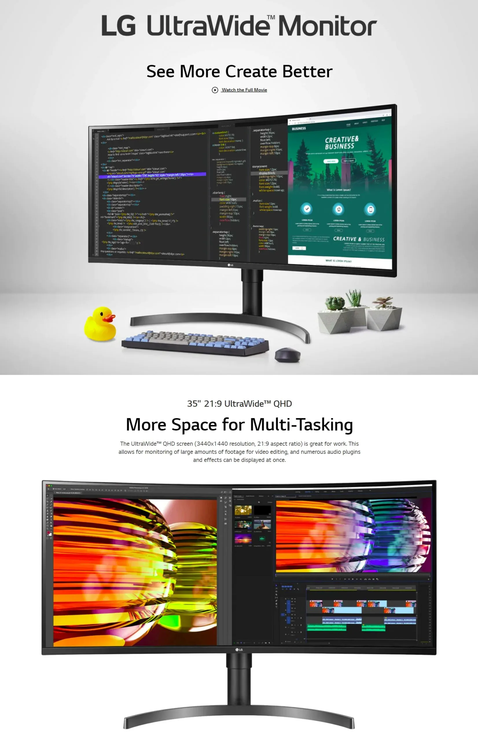 LG 35WN75C 35'' UltraWide™ CURVED QHD 100Hz HDR MONITOR WITH Type-C