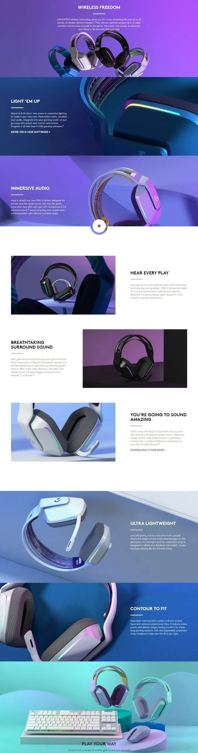 Logitech G G733 LIGHTSPEED Wireless RGB Gaming Headset Black