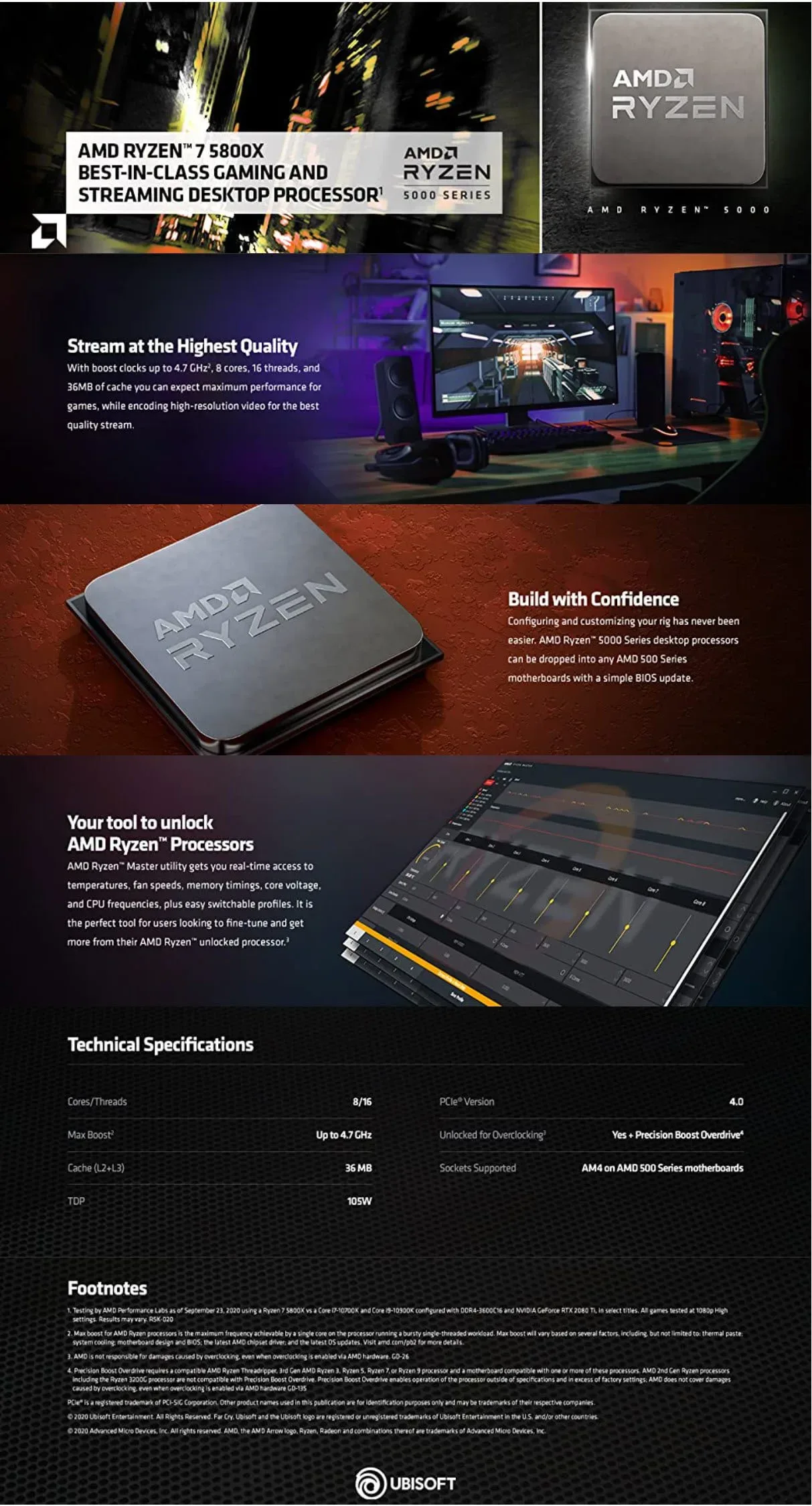 AMD Ryzen 7 5800X 8-core, 16-Thread Unlocked Processor BOX