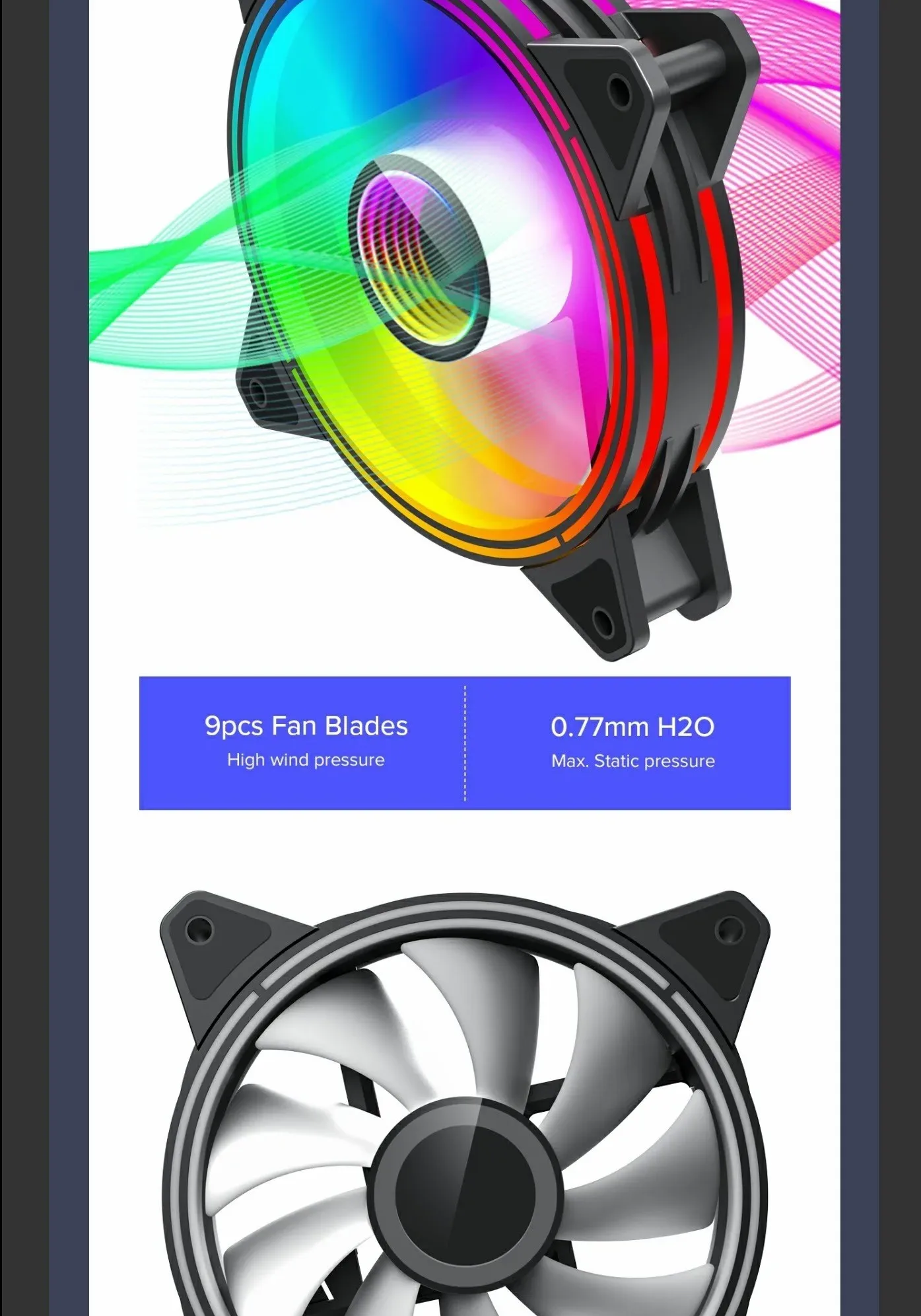 GAMEMAX 2022 FN-12Rainbow-C9-Infinity ARGB 12cm Fan - spec 4 - MegaComputer.pk