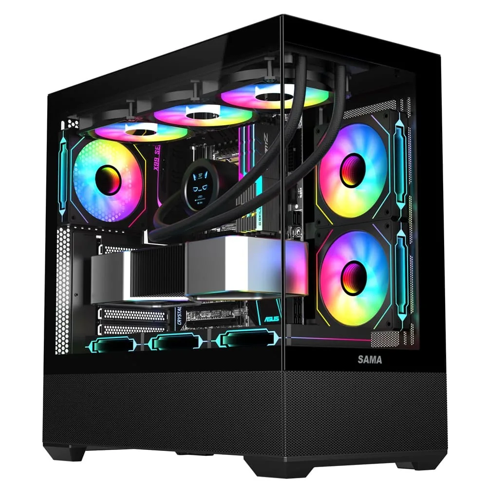 product-118114-1-1 SAMA Neview SV02 ATX Mid Tower Gaming Chassis - Black - Image 1