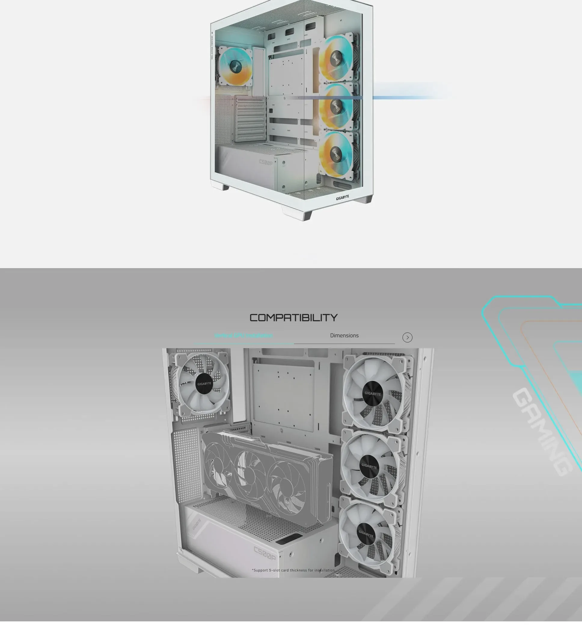 GIGABYTE C500 Panoramic SteaICE Mid Tower Gaming Case - White - spec 4 - MegaComputer.pk