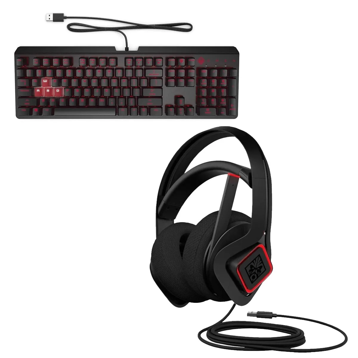 product-119221-1-1 HP Omen Encoder Mechanical Gaming Wired Keyboard, HP Omen Mindframe Prime Advance Gaming Headset Black Combo Deal (Open Box) - Image 1