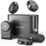 Maono Wave T5 PA3 Wireless Lavalier Microphone for iPhone/Android/Camera/PC Mini Lapel Mic with 48khz 24bit Voice Filter Noise Cancellation 30h Battery USB-C/Lightning Plug for Video Recording Black
