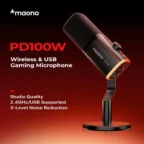 Maono PD100WS Wireless Gaming Microphone for PC Dynamic Streaming USB Mic with 3 Level Noise Cancelling RGB Mute Button Software EQ,Computer Boom Mic for Podcast Vocal Recording Black - Image 9